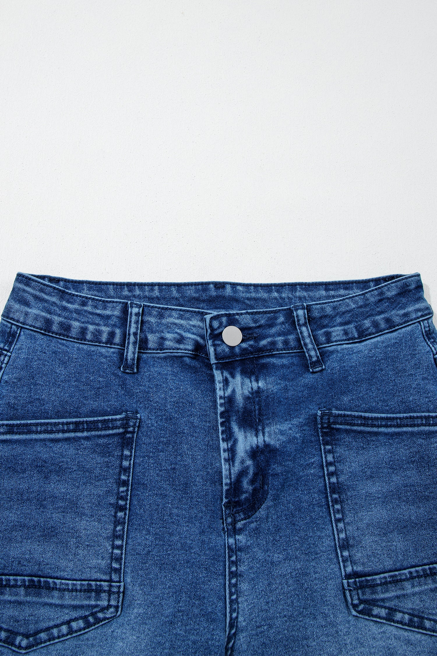 Sail Blue Frayed Cropped Straight Jeans