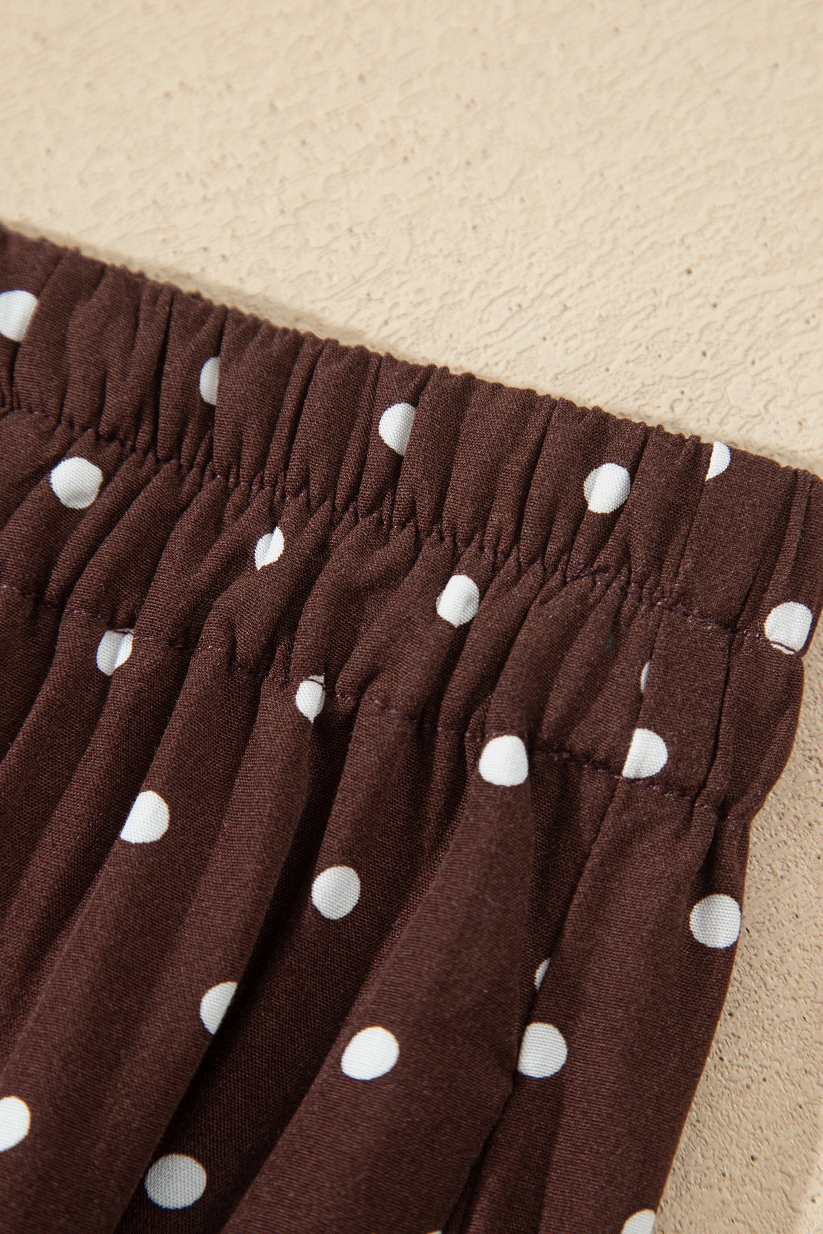 Khaki Polka Dot Lace Hem Elegant Long Shift Skirt
