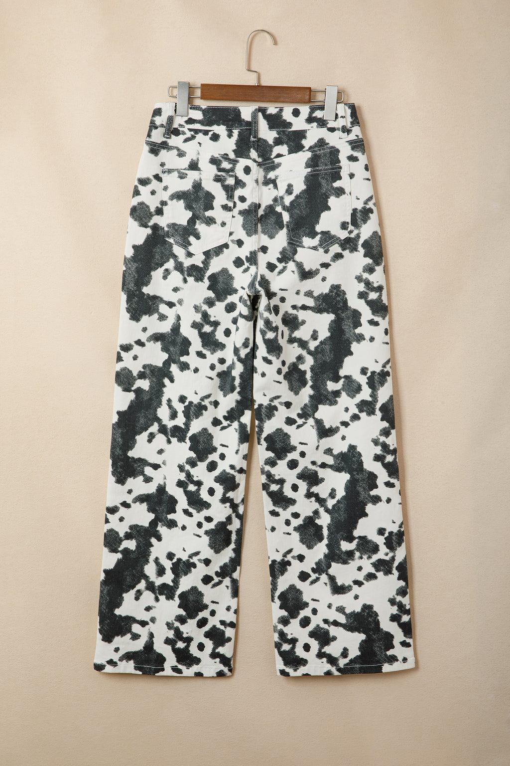 Brown Abstract Print Metal Button Regular Fit Full-Length Jeans