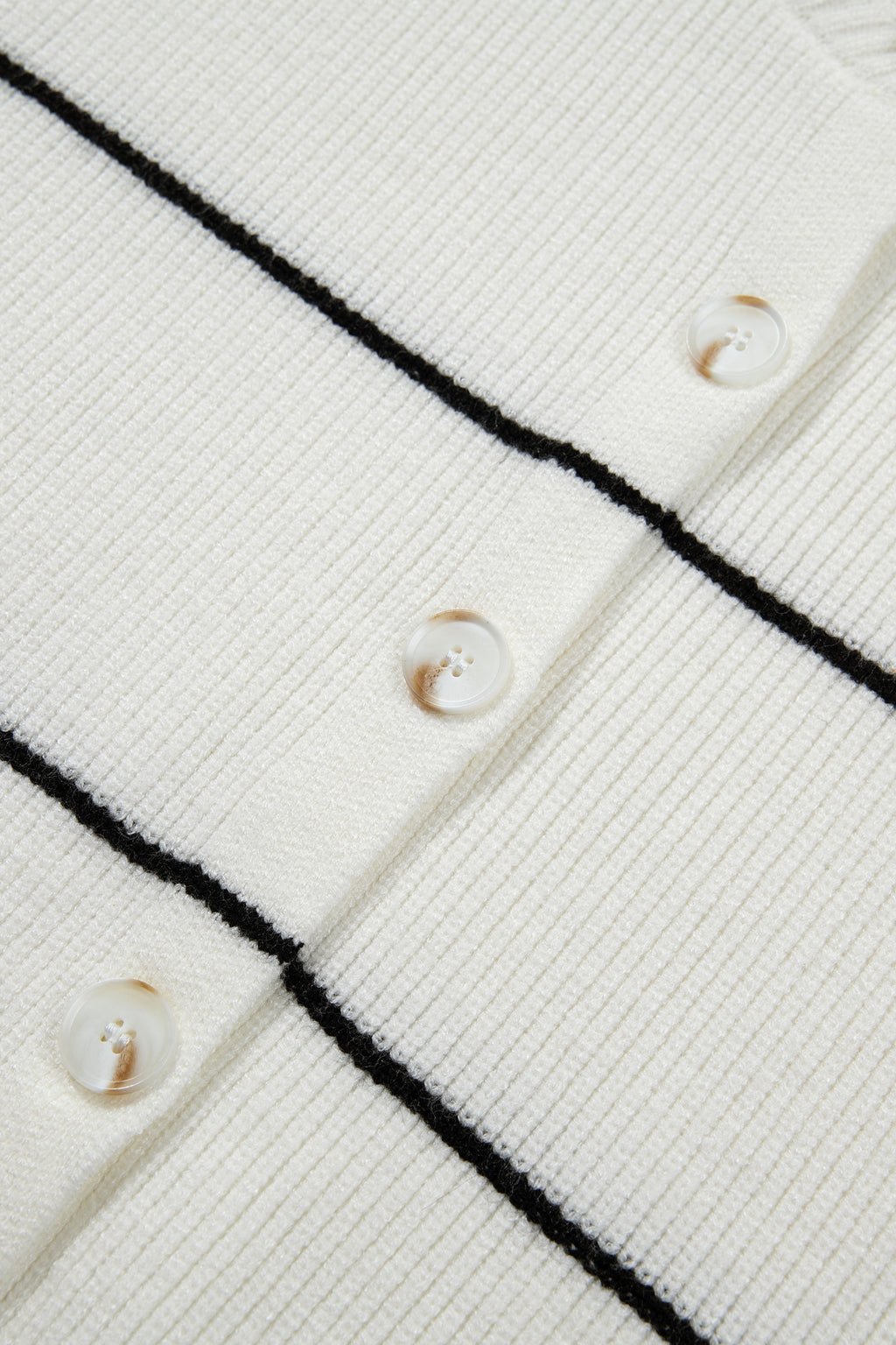 White Stripe Short Sleeve Button Front Shift Cardigan