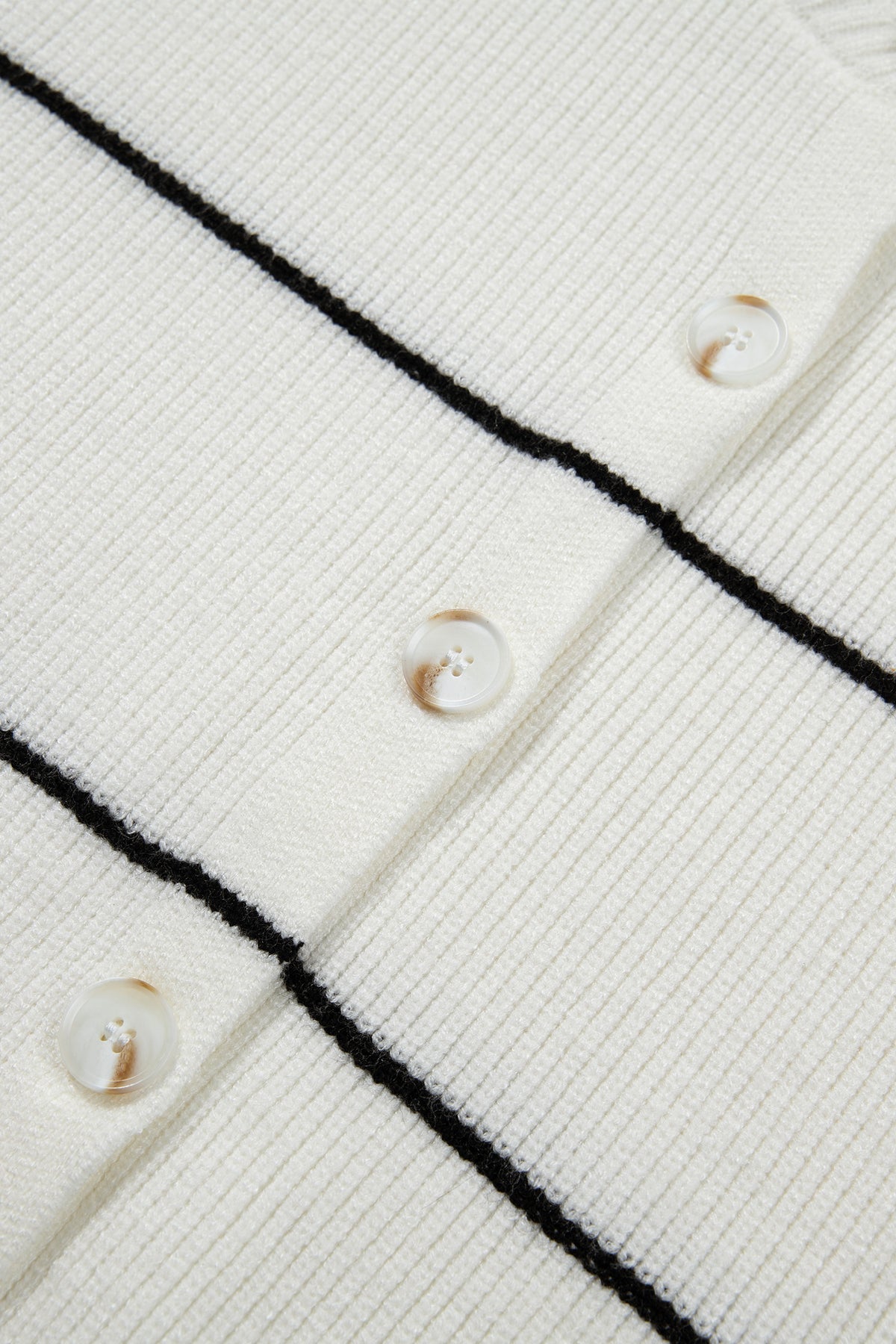 White Stripe Short Sleeve Button Front Shift Cardigan