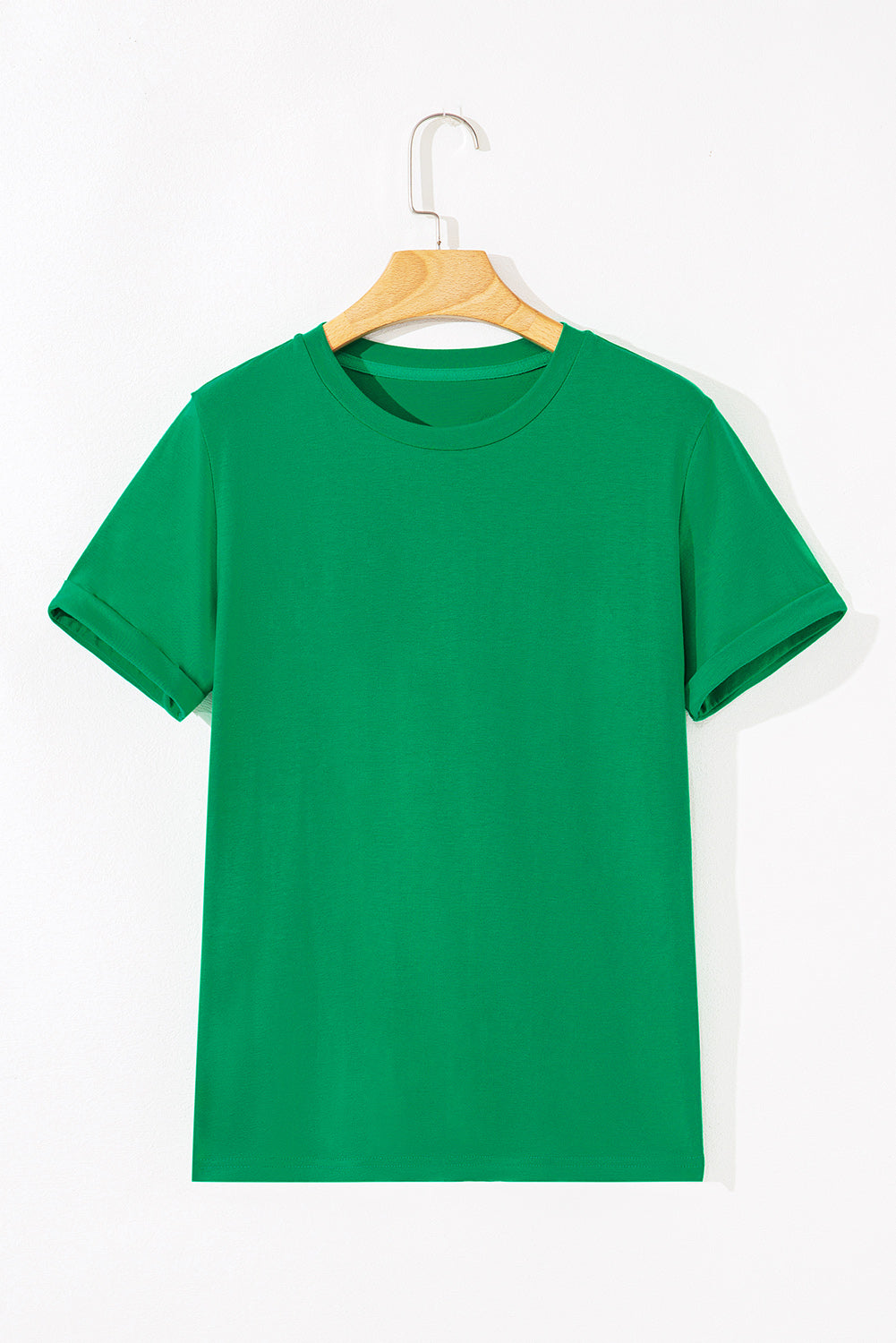 Orchid Petal Casual Plain Crew Neck Tee