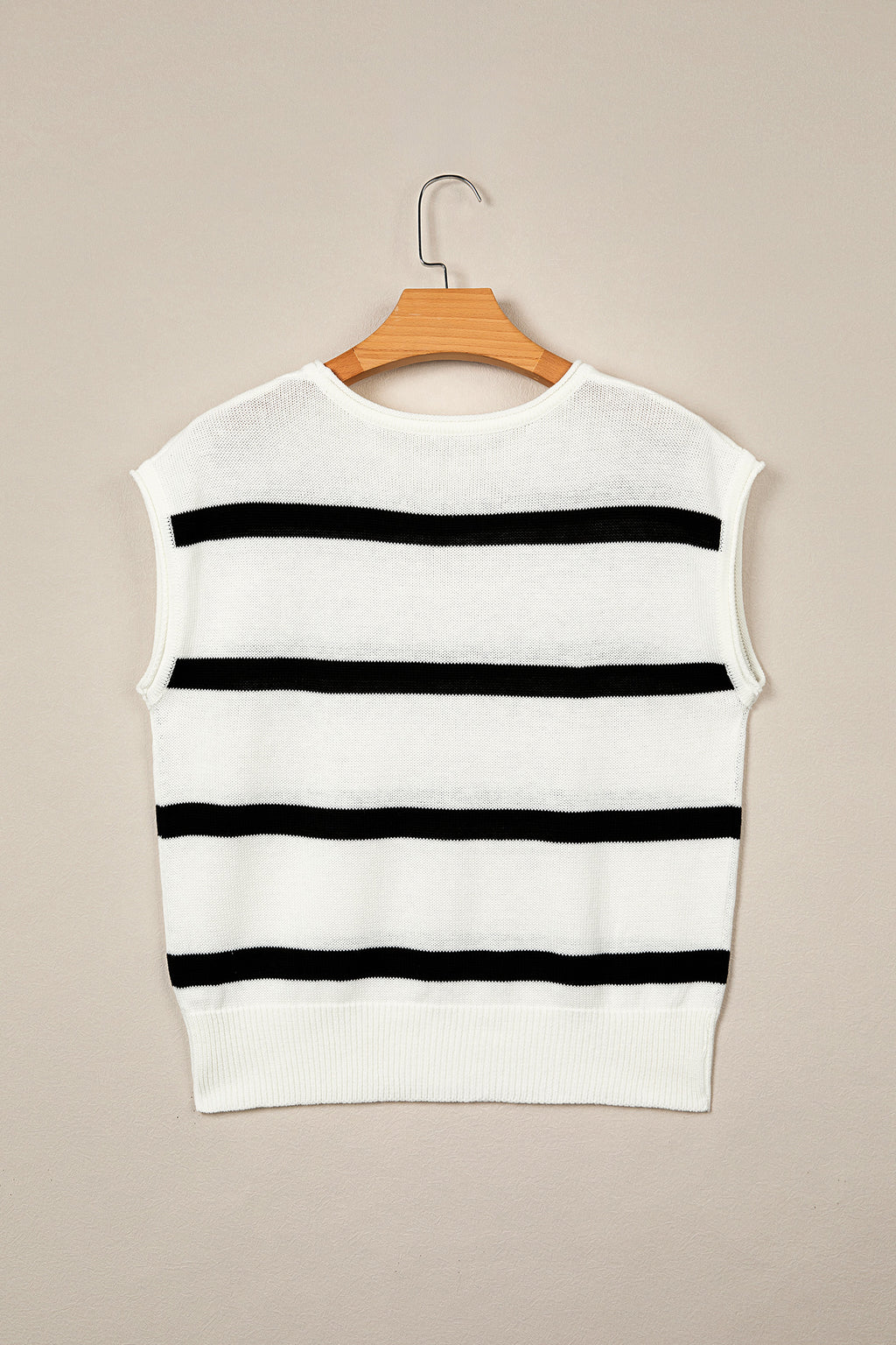 Brown Stripe Knit Western Short Sleeve Sweater
