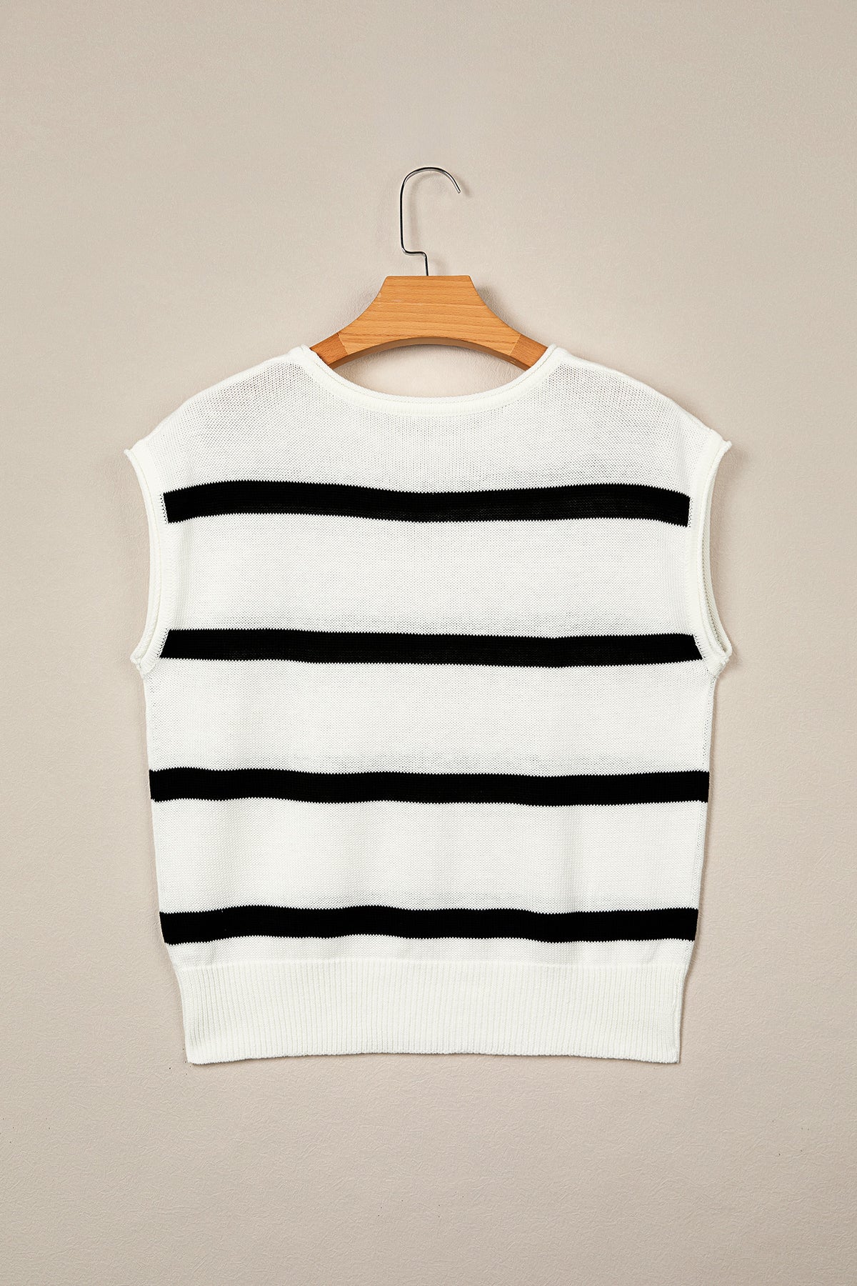 Brown Stripe Knit Western Short Sleeve Sweater