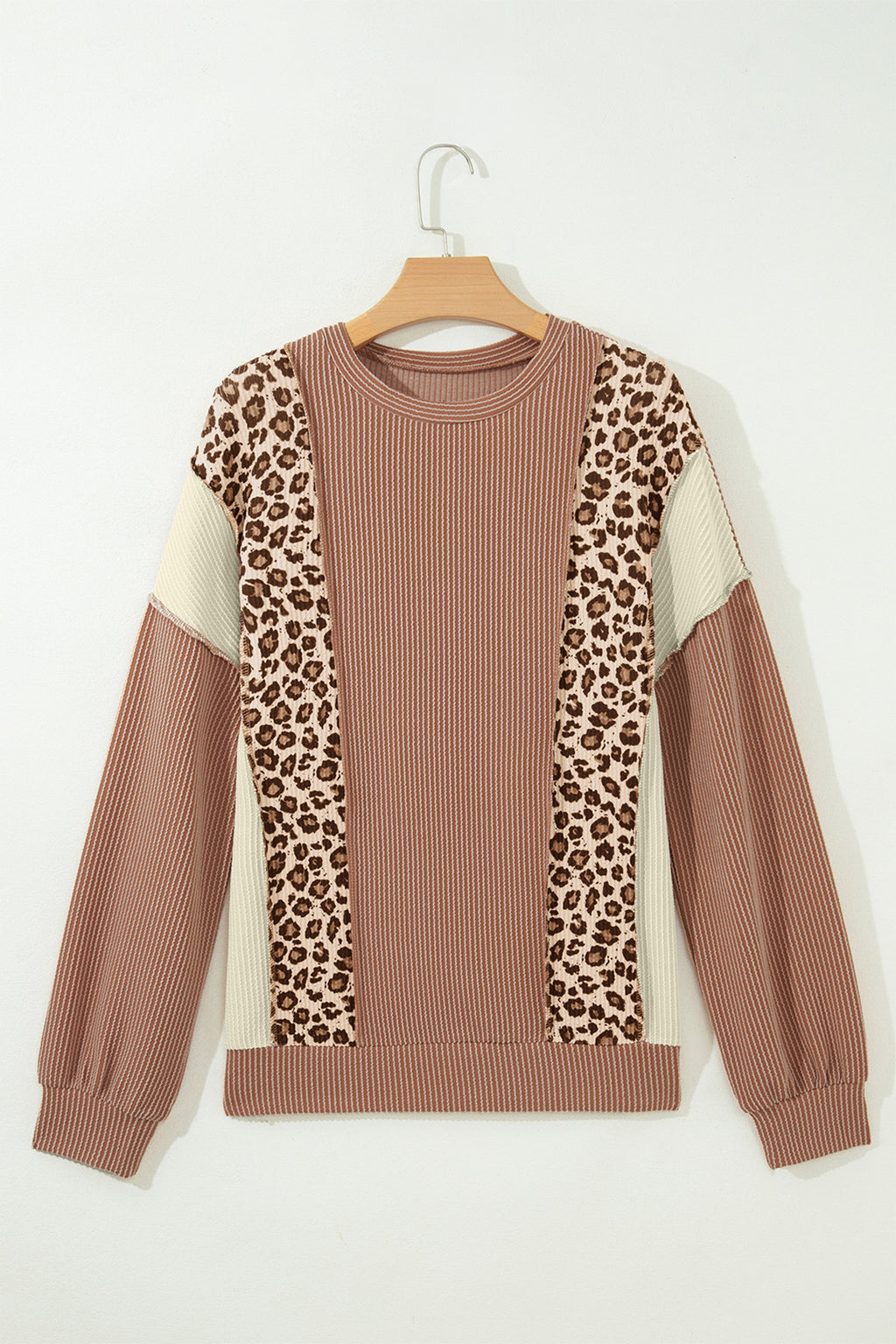 DUNE Leopard Print Colorblock Ribbed Knit Top