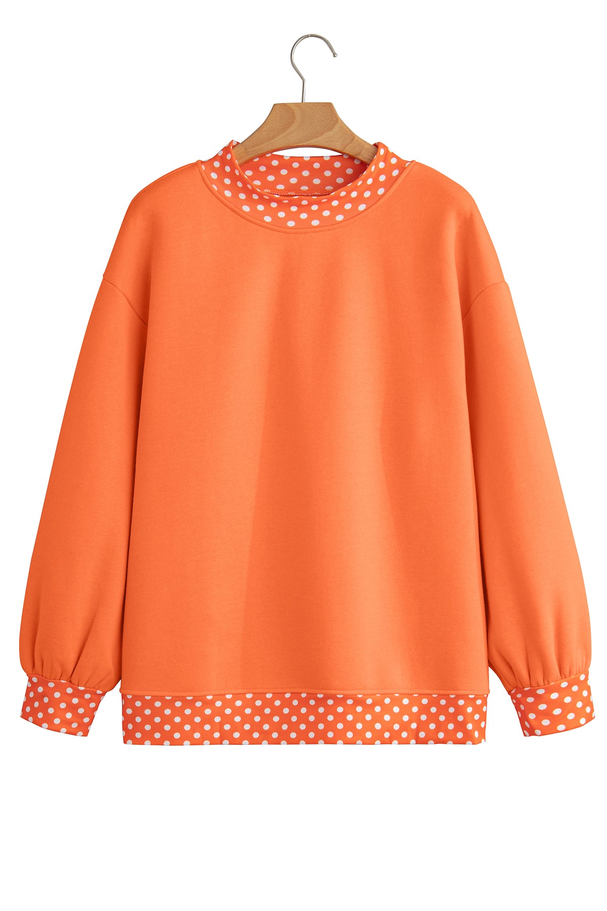 Pink Colorblock Polka Dot Contrast Trim Oversized Sweatshirt