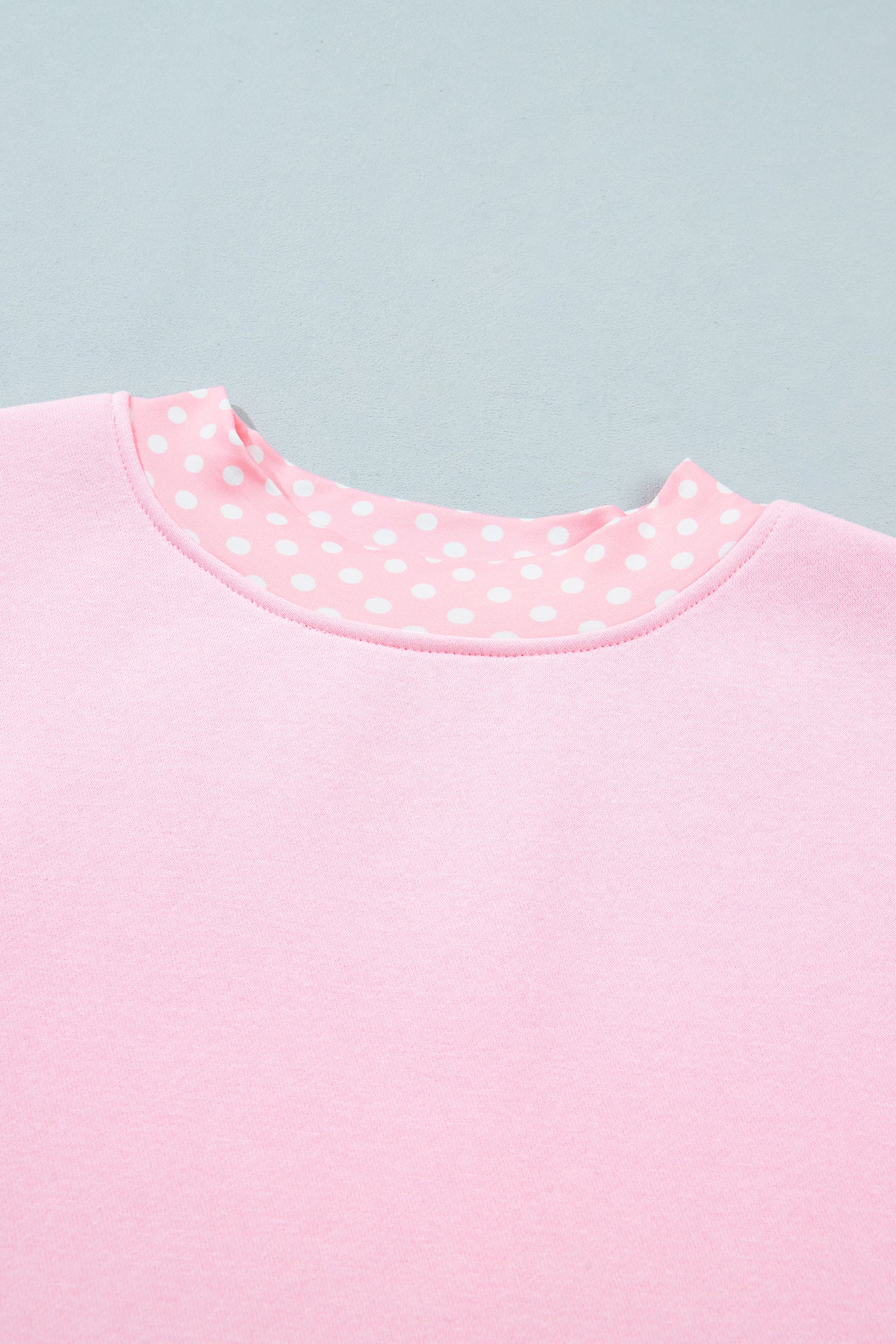 Pink Colorblock Polka Dot Contrast Trim Oversized Sweatshirt