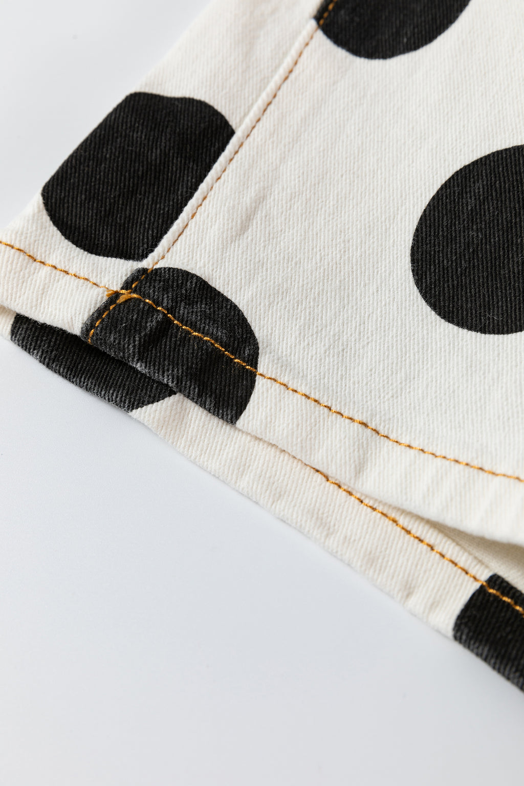 White Polka Dot Ankle-Length Barrel Jeans
