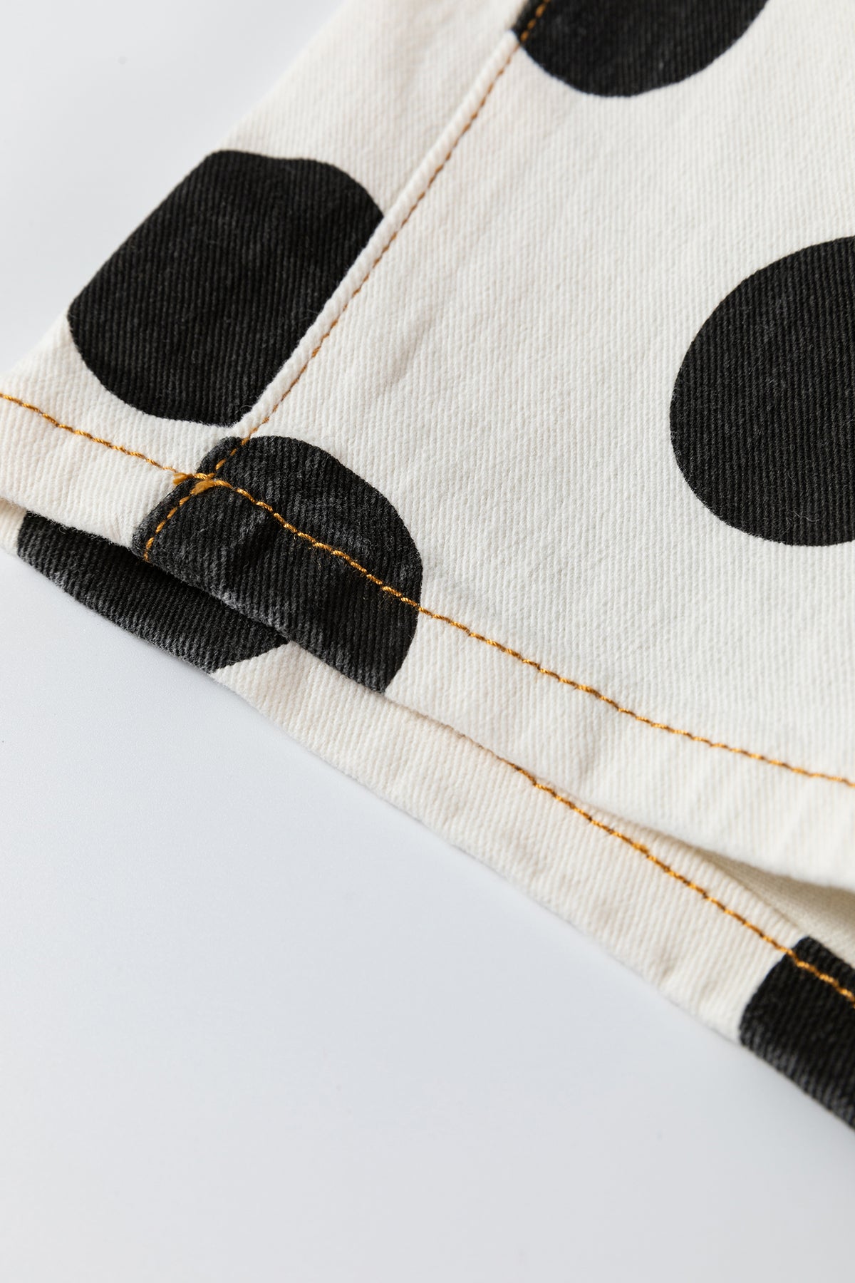 White Polka Dot Ankle-Length Barrel Jeans