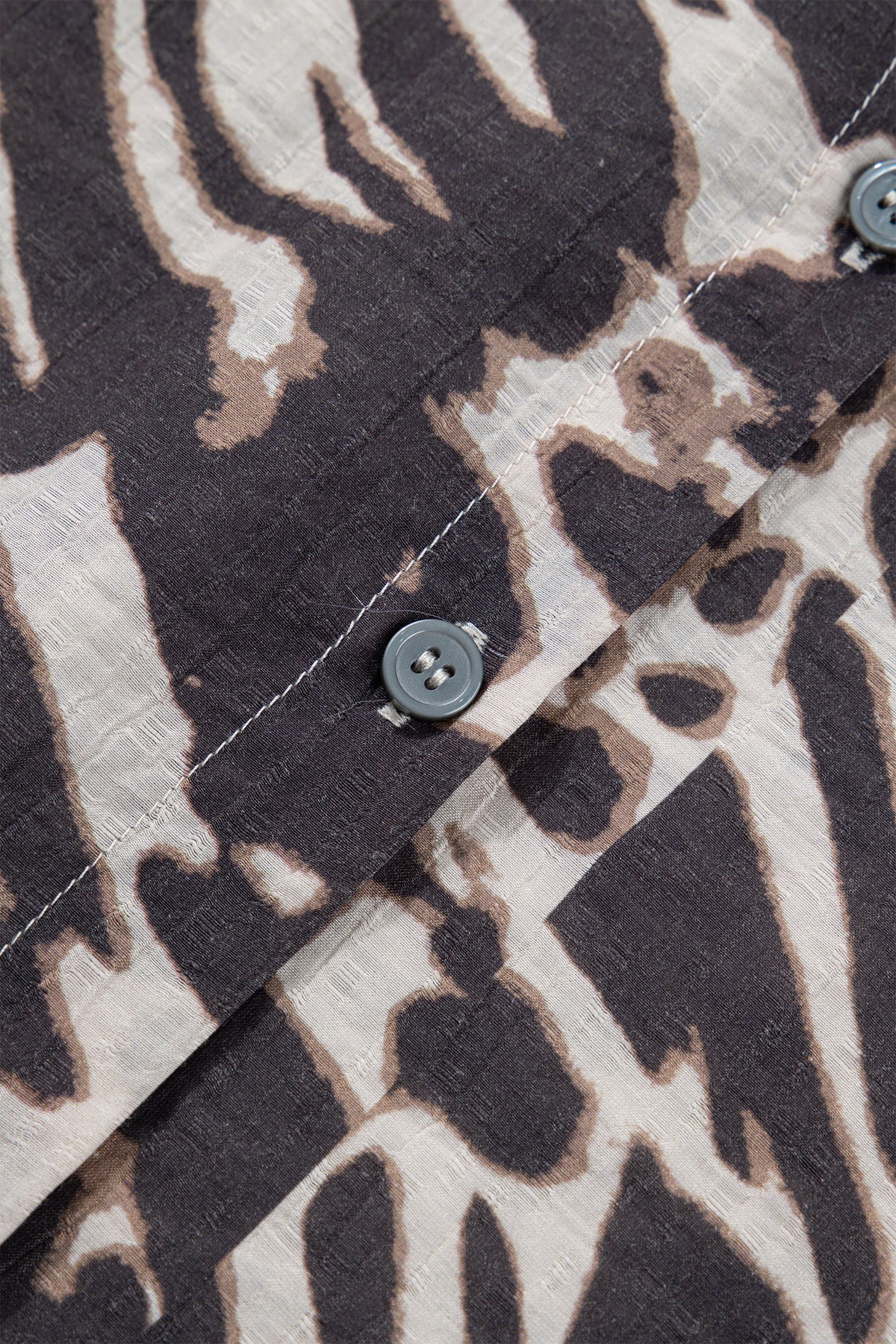 Parchment Leopard Print V Neck Button Down Balloon Sleeve Shirt