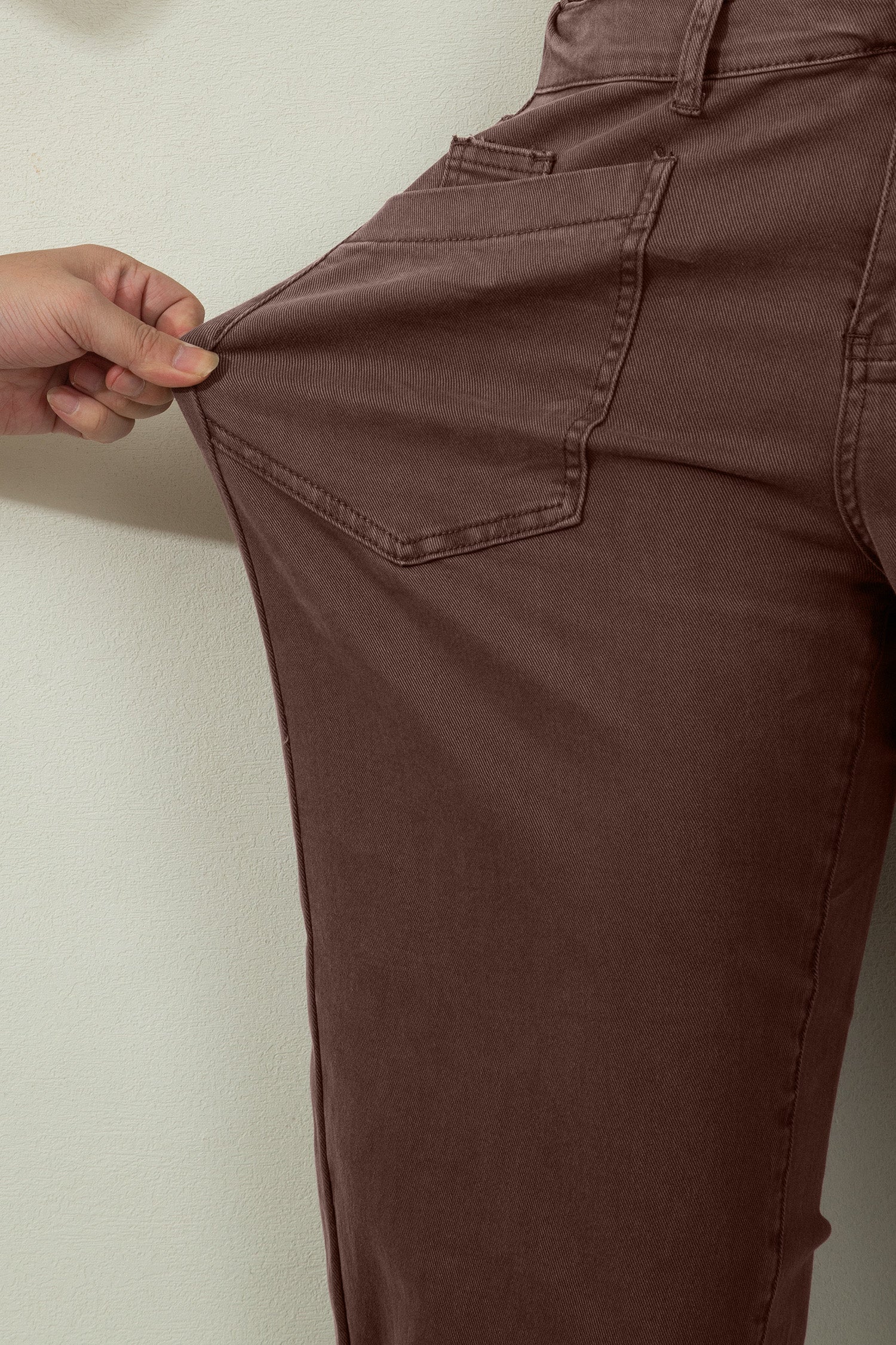 Four Leaf Clover Solid Color Square Patch Pocket Ankle-length Barrel Jeans