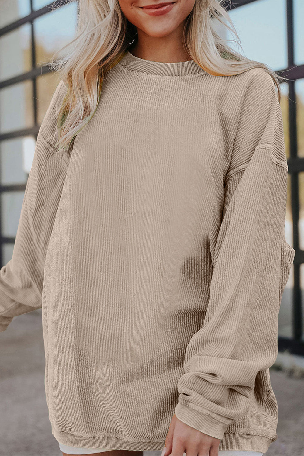 Festival Fuchsia Ribbed Corduroy Oversized Sweatshirt