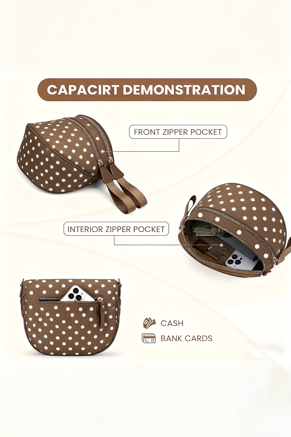 Four Camouflage Print Double Zip Fashion Crossbody Bag