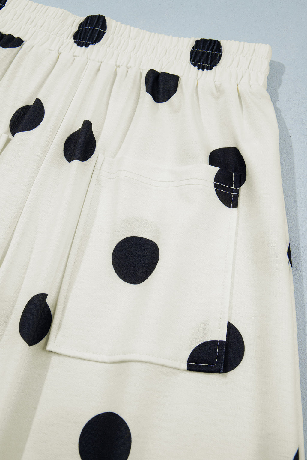 Brown Polka Dot Wide Leg Elastic Waist Casual Pants