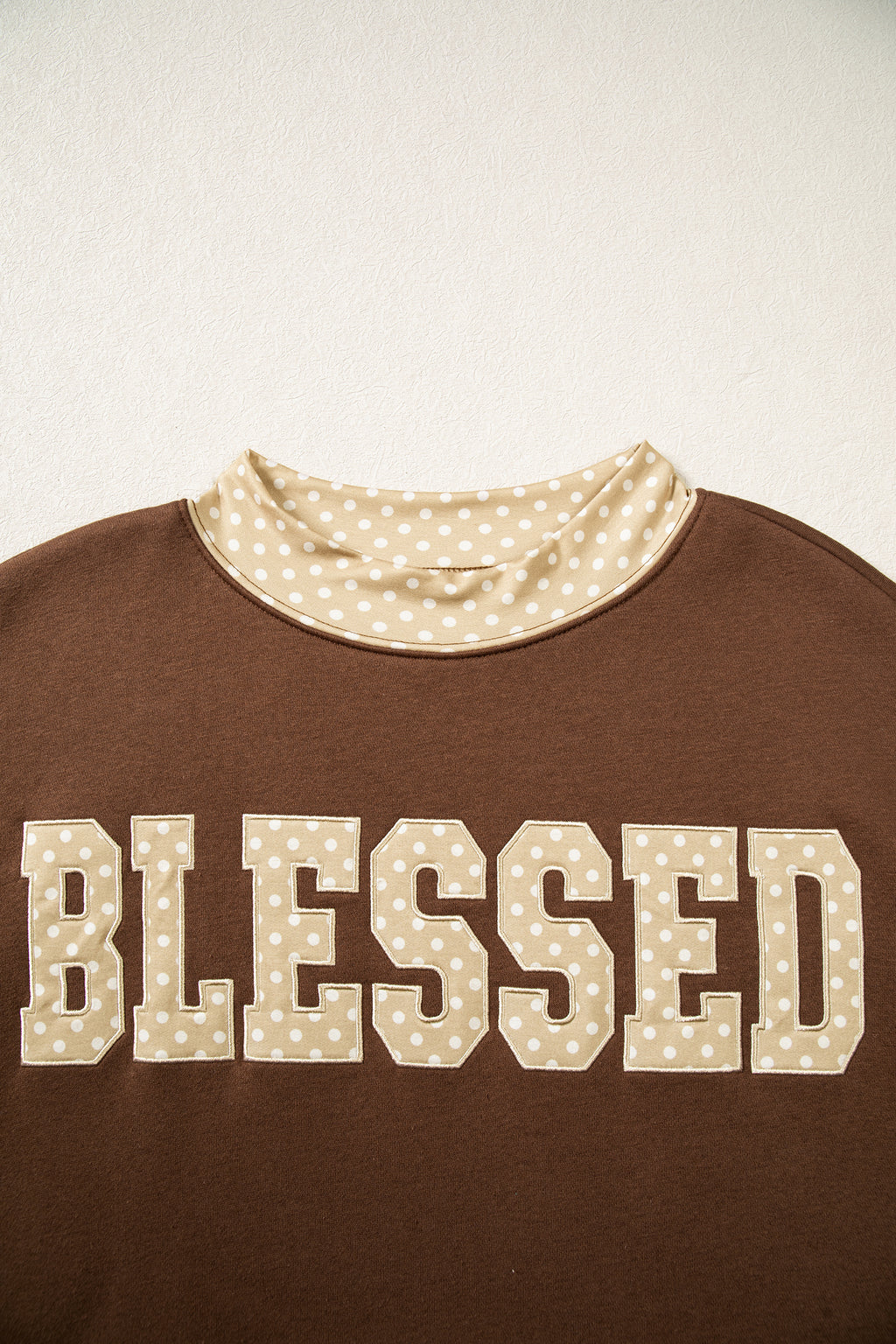 Parchment Leopard Trim High Neck FAITH Letter Graphic Baggy Sweatshirt