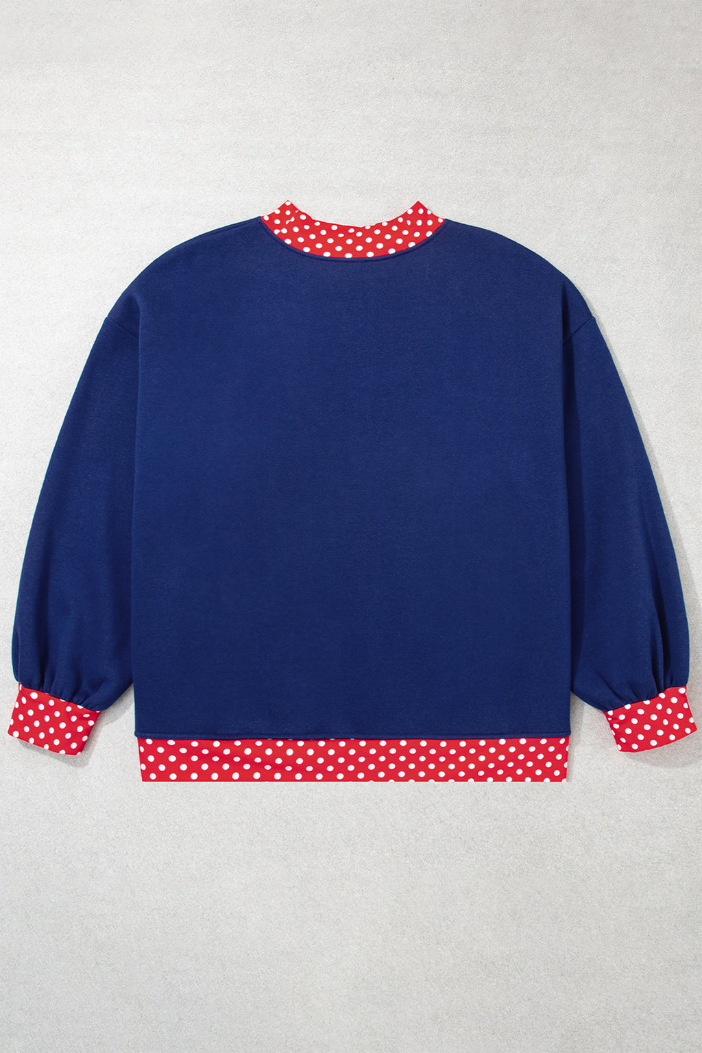 Red Polka Dot Patchwork Round Neck Plus Size Sweatshirt