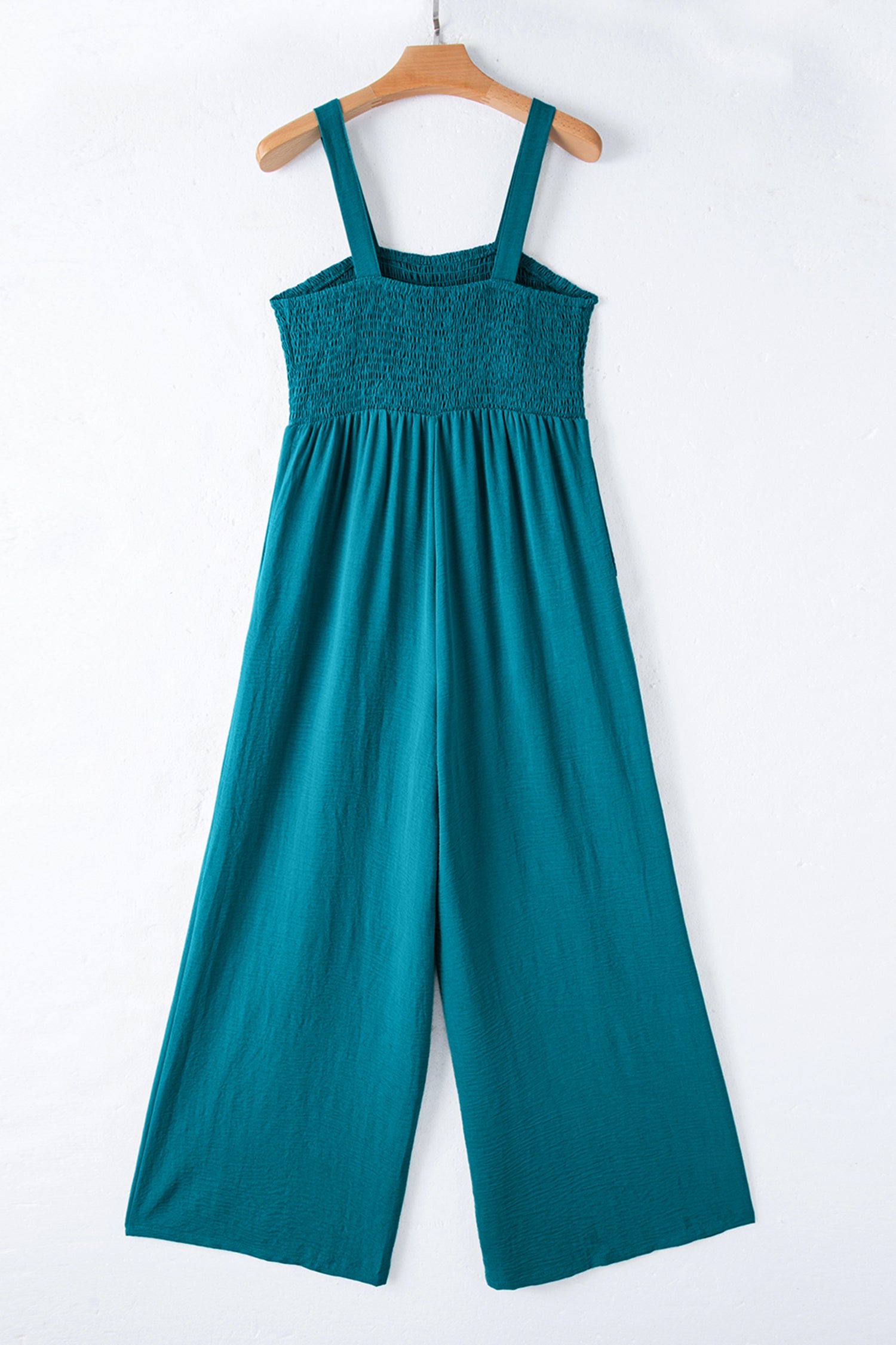 Purple Orchid Smocked Square Neck Sleeveless Jumpsuit with Pockets