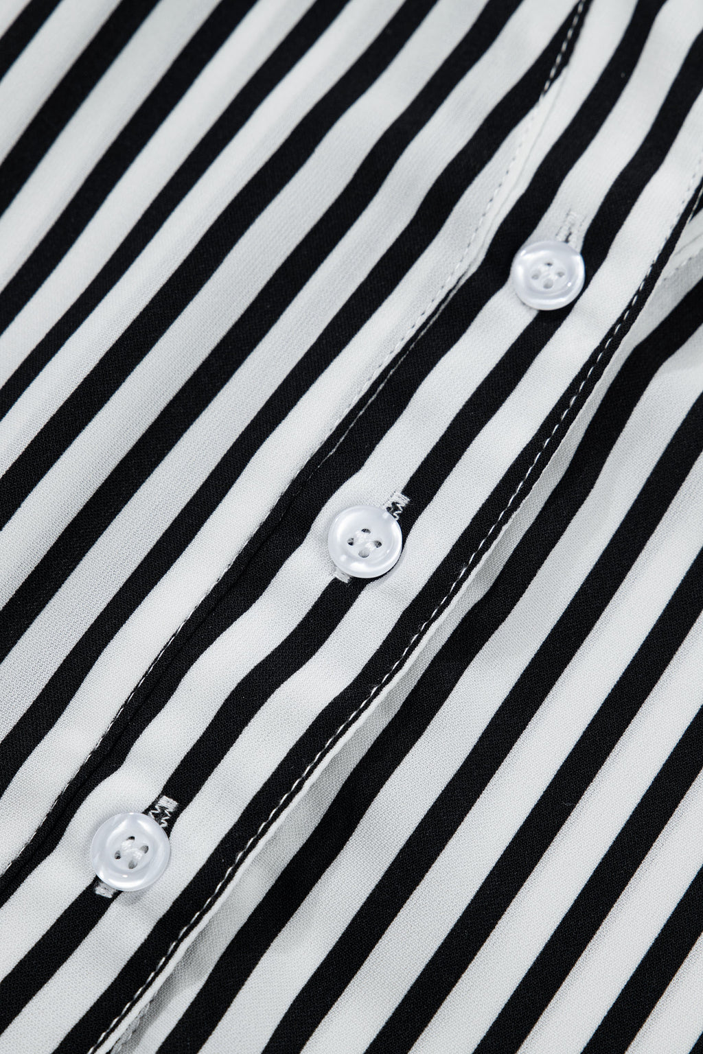 Black Striped Half Sleeve Button-Up Shirt