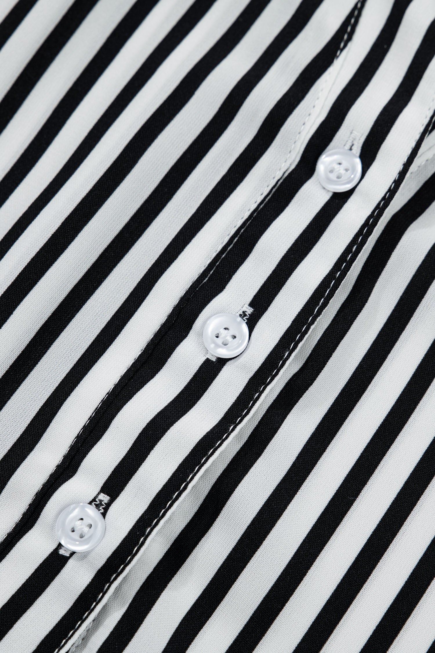 Black Striped Half Sleeve Button-Up Shirt