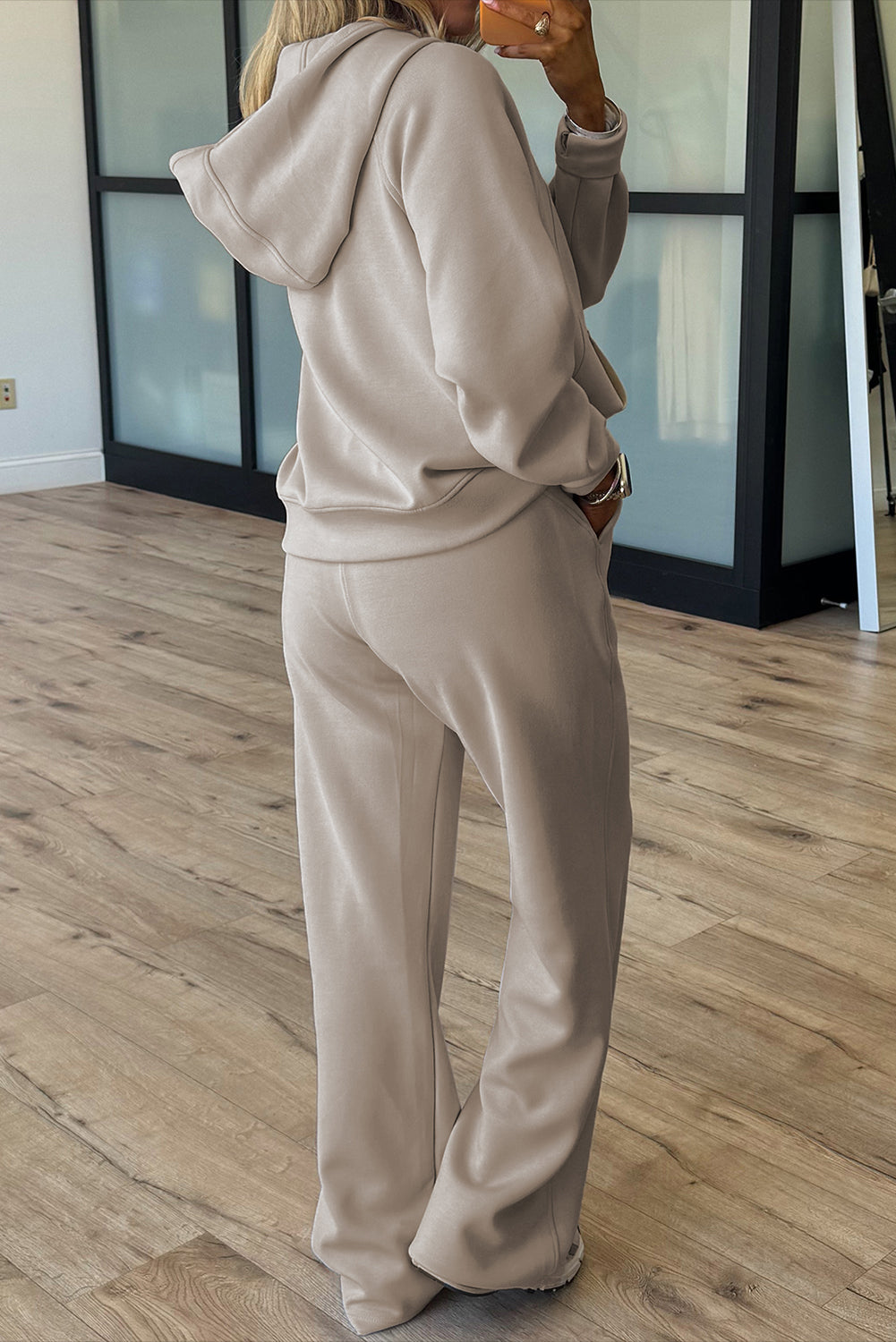 Jet Stream Half Zip Thumbhole Sleeve Hoodie Active Pants 2pcs Outfit