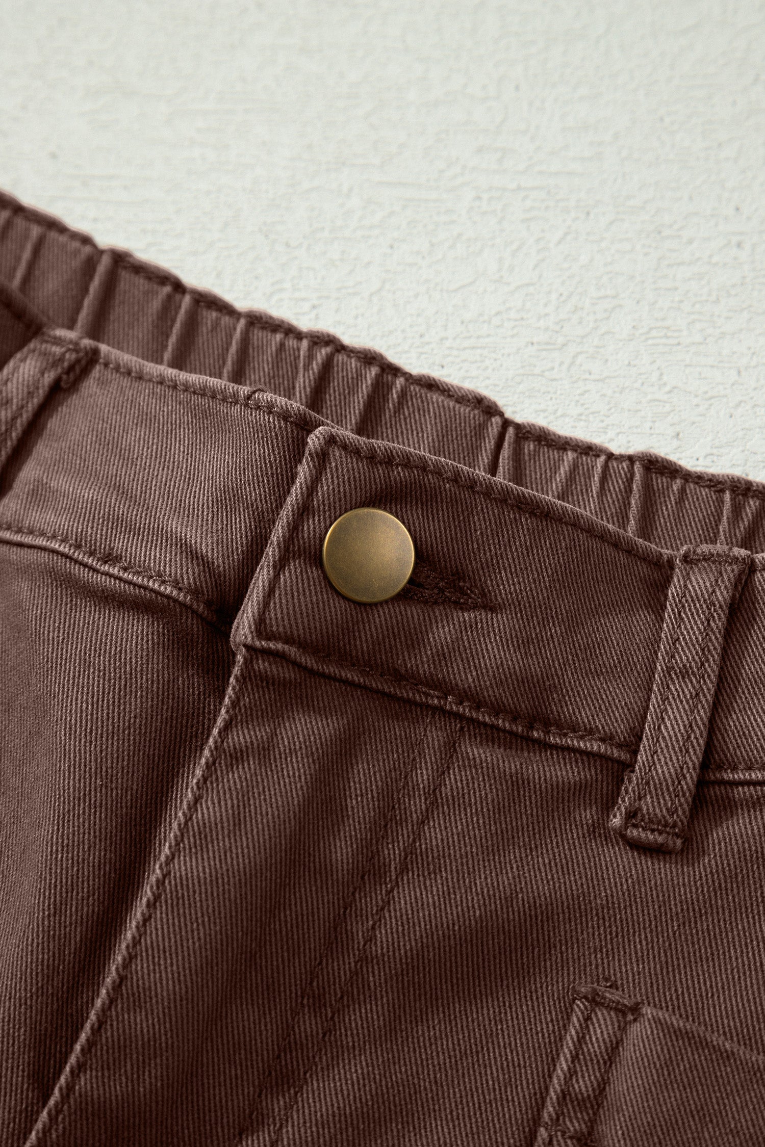 Four Leaf Clover Solid Color Square Patch Pocket Ankle-length Barrel Jeans