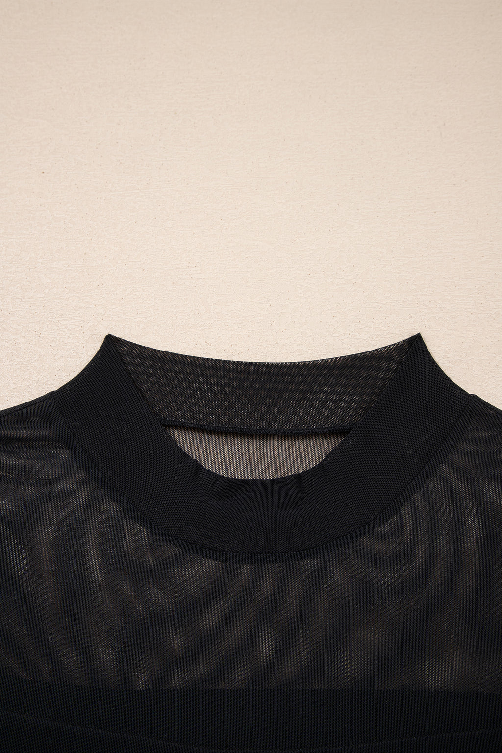 Black Sheer Mesh Patchwork Cap Sleeve T Shirt