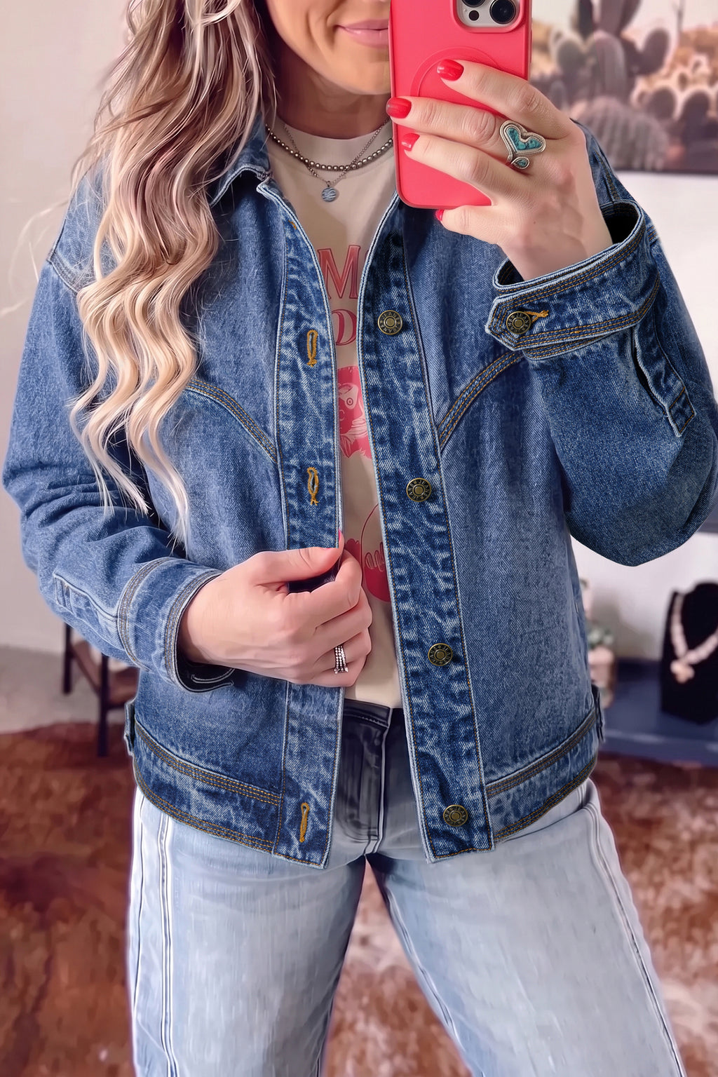 Sail Blue Vintage Wash Western Shift Denim Jacket