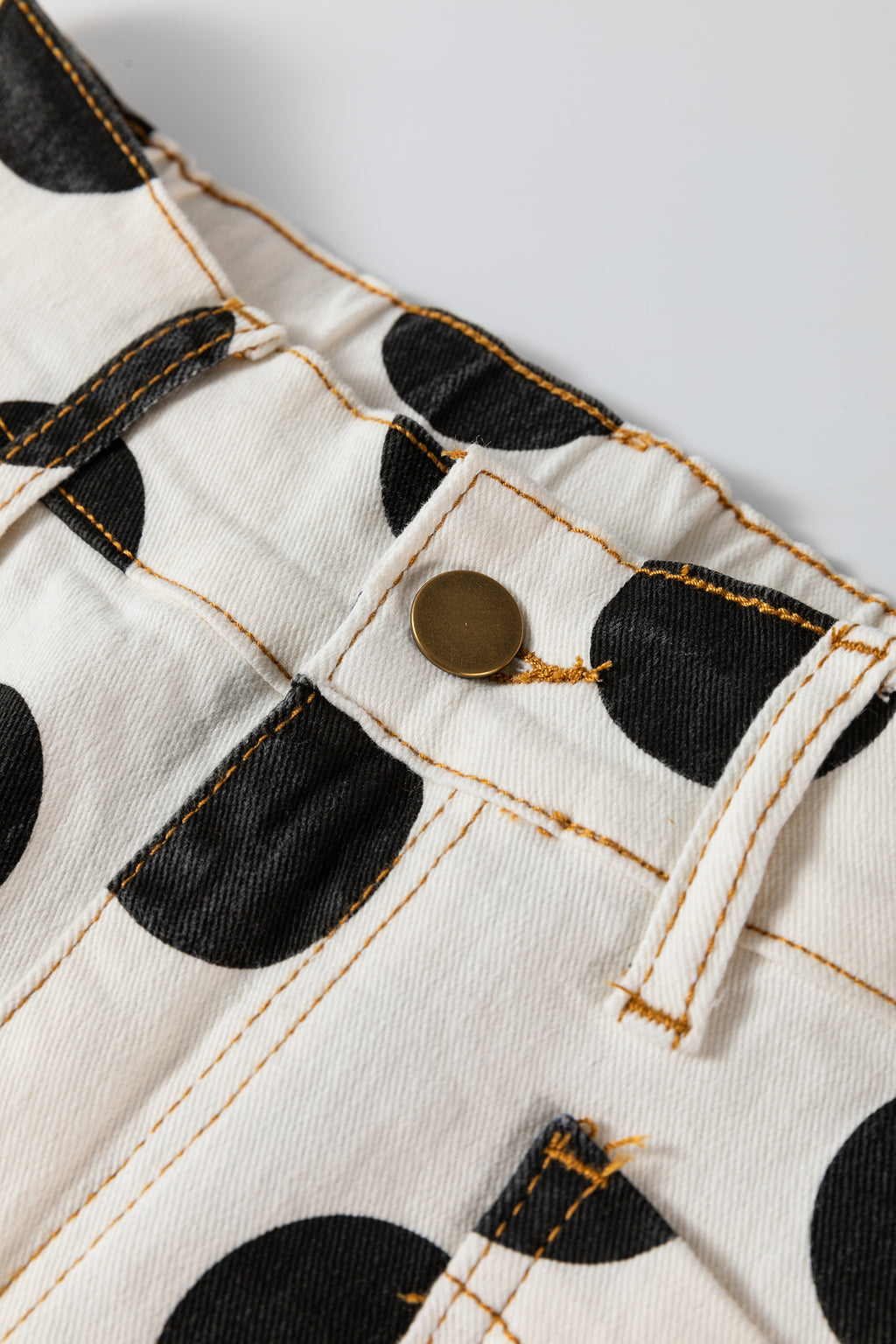 White Polka Dot Ankle-Length Barrel Jeans