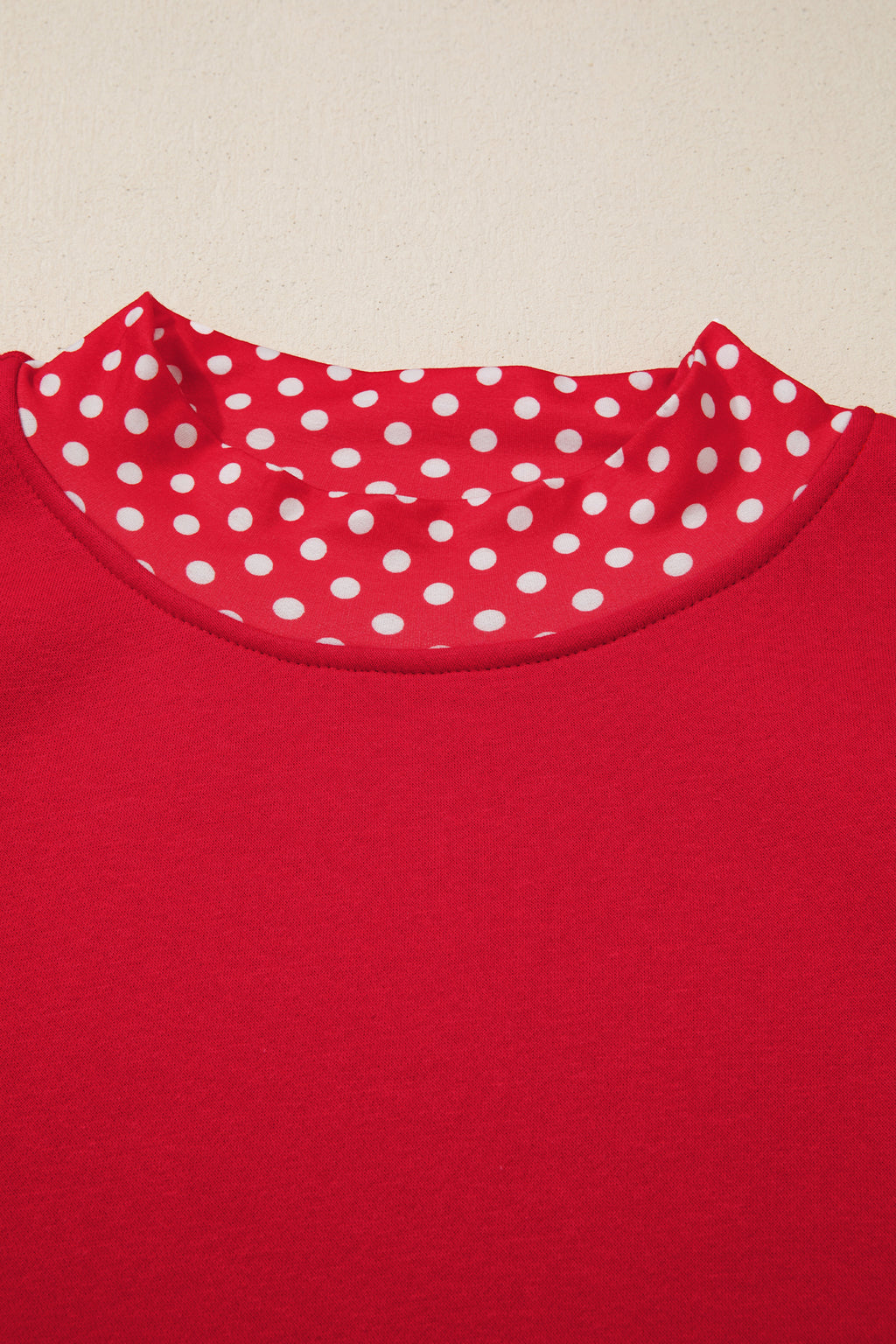 Red Polka Dot Patchwork Round Neck Plus Size Sweatshirt