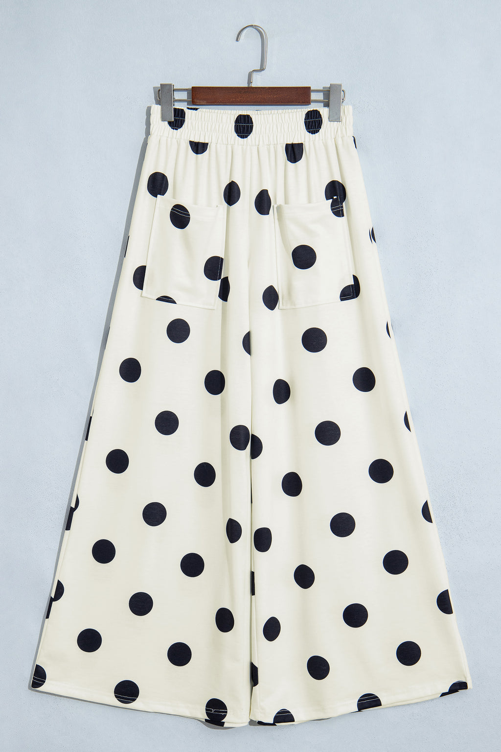 Brown Polka Dot Wide Leg Elastic Waist Casual Pants