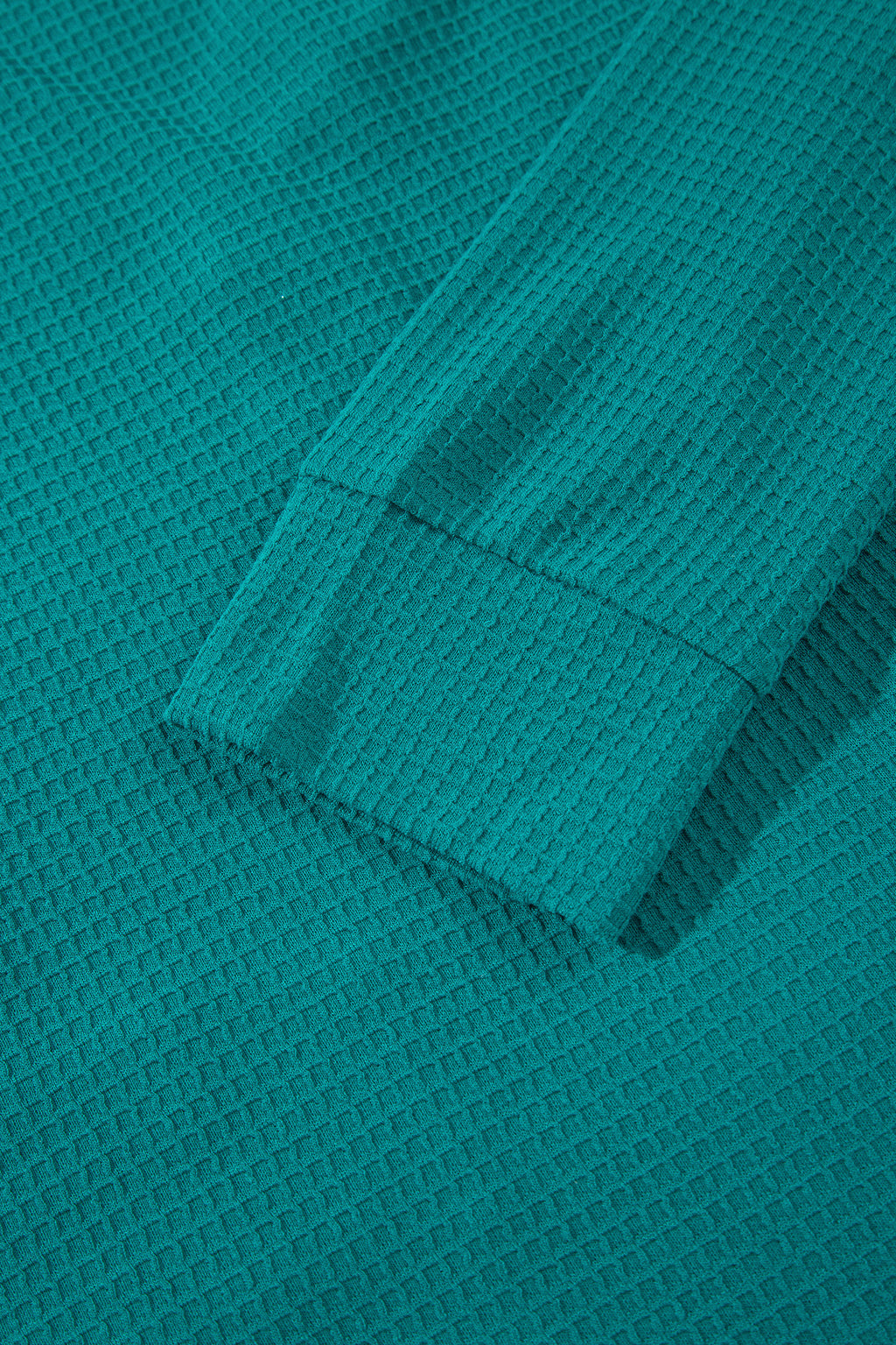Lapis V Neck Waffle Textured Button Front Tunic Long Sleeve Plus Size Cardigan