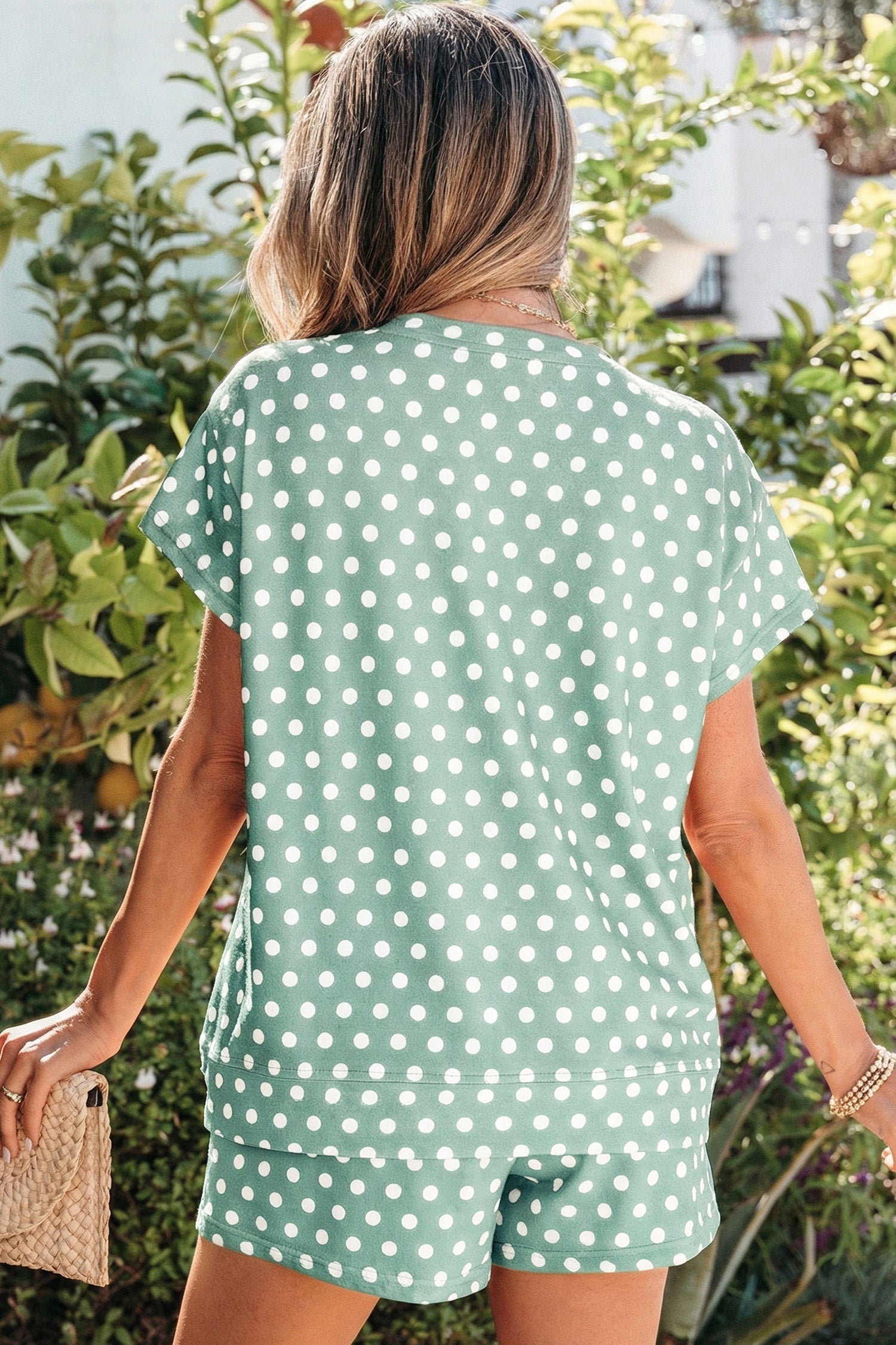Brown Polka Dot Print Short Set