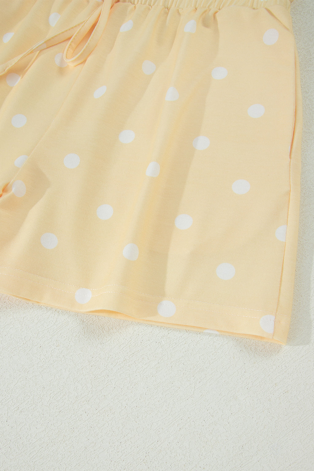 White Exposed Seam Detail Polka Dot Loose Tee Drawstring Shorts Set