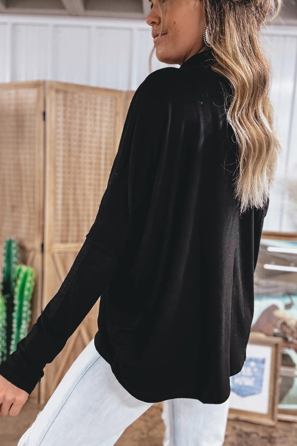 Red Sandalwood High Neck Long Sleeve Top