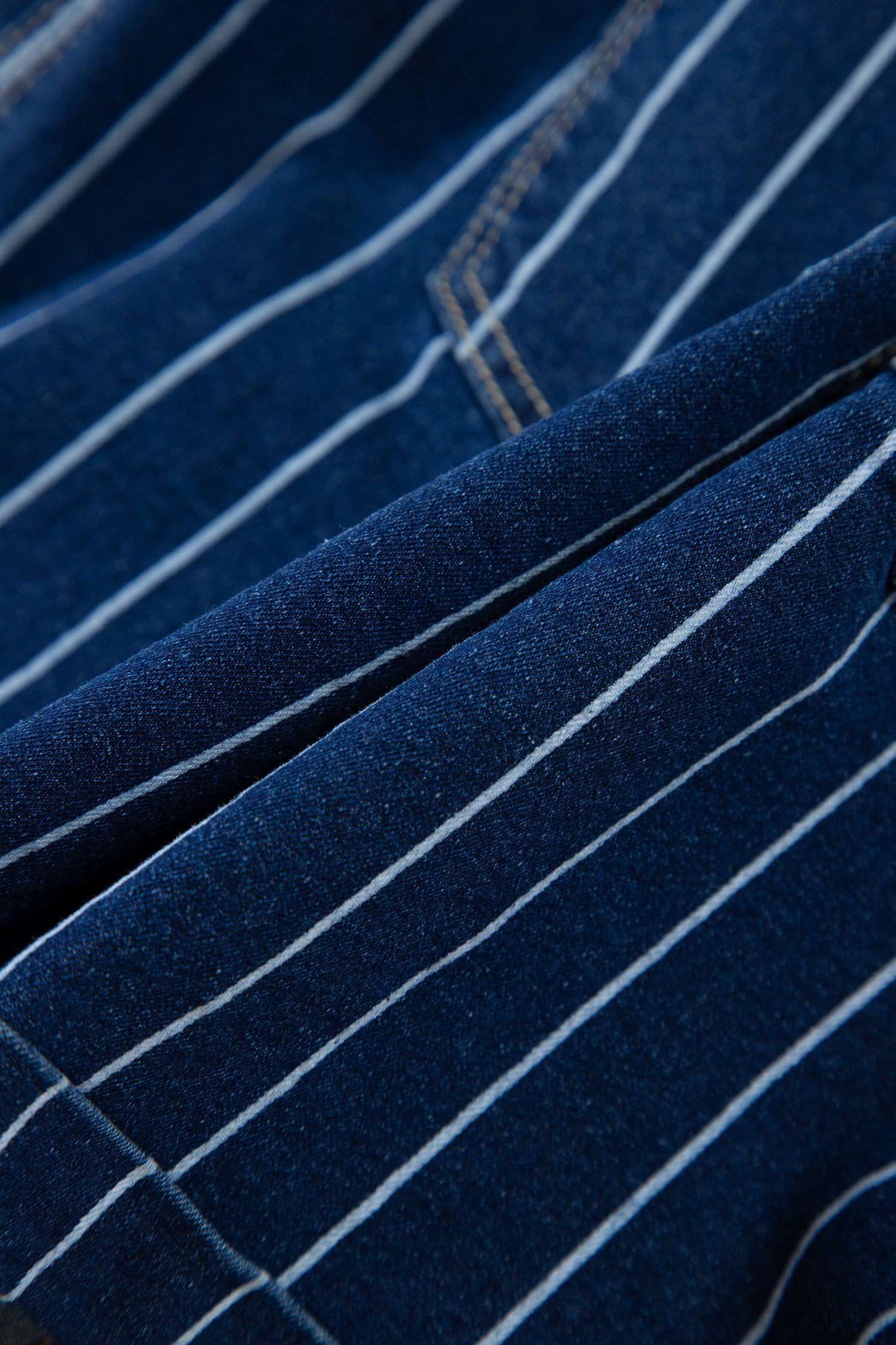 Blue Stripe Metal Button Detail Denim Shorts