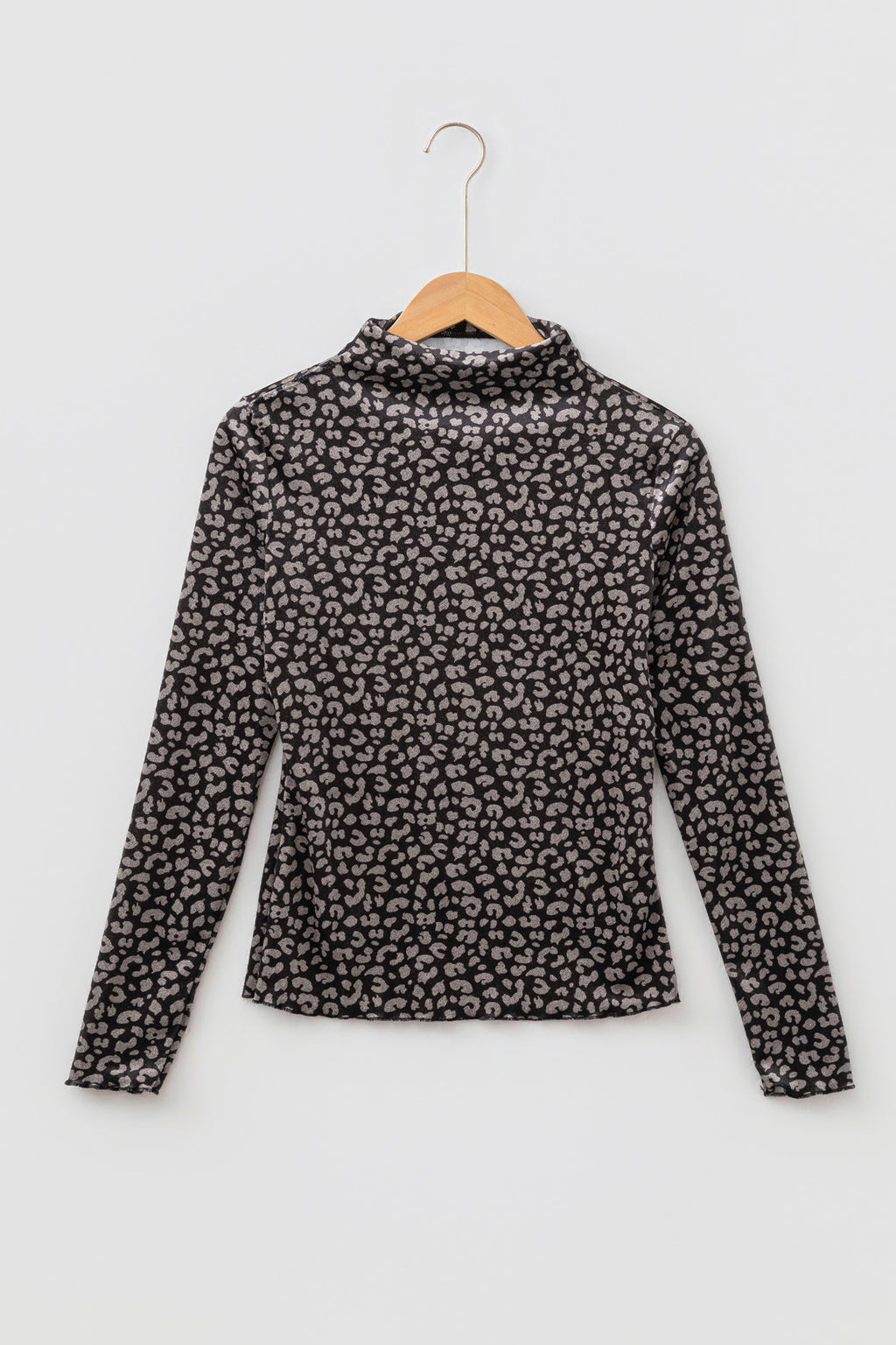 Brown Leopard Print Long Sleeve Round Neck Sheath Pullover Western Style Top