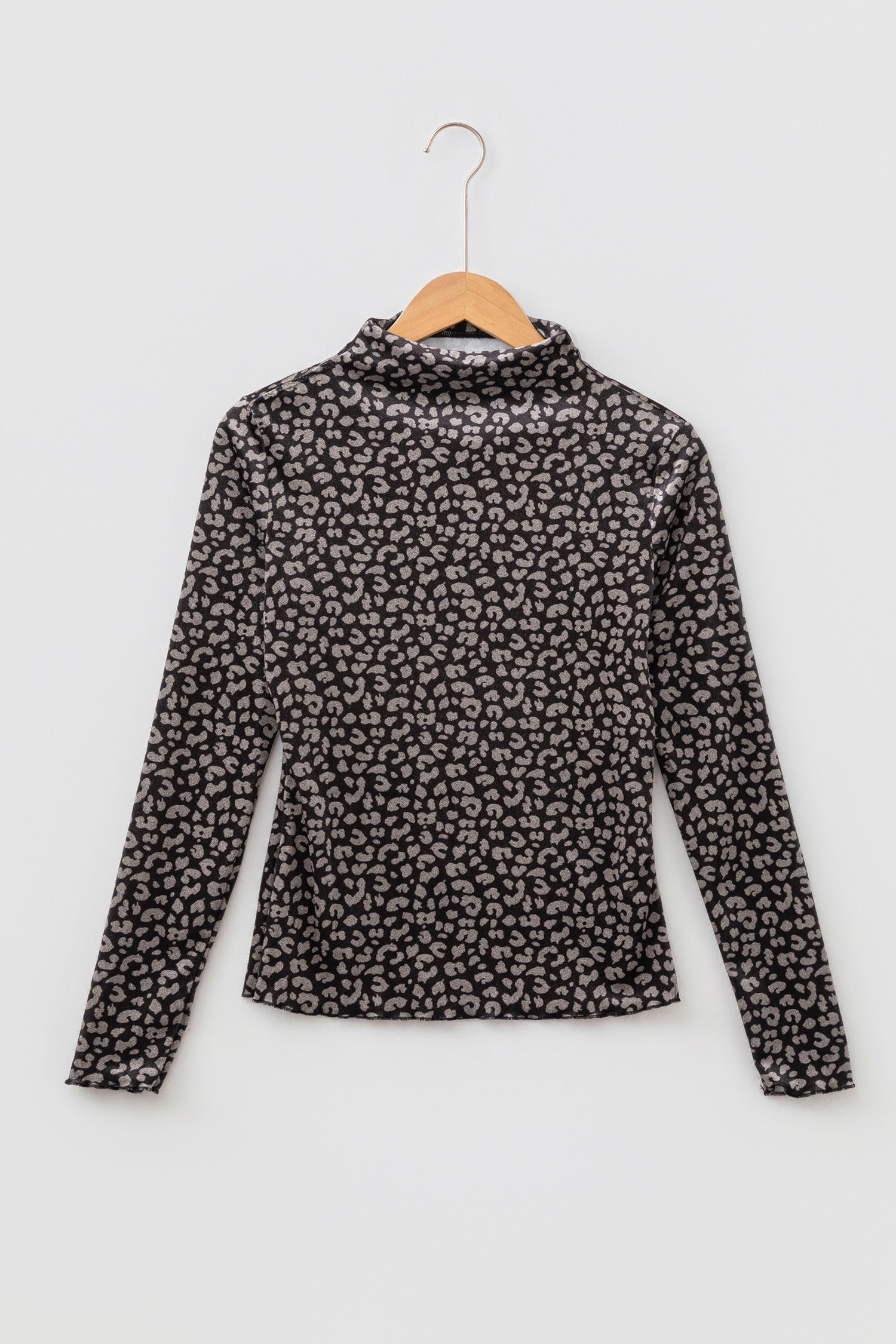 Brown Leopard Print Long Sleeve Round Neck Sheath Pullover Western Style Top