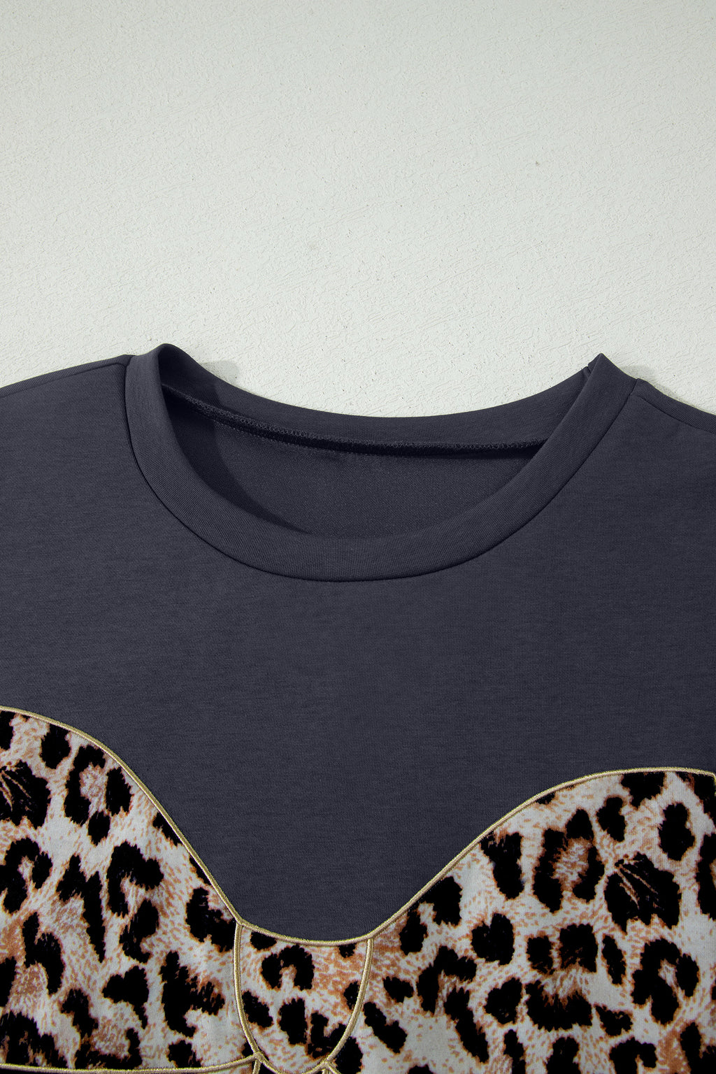 White Contrast Leopard Bow Patched Short Sleeve T Shirt Long Dress