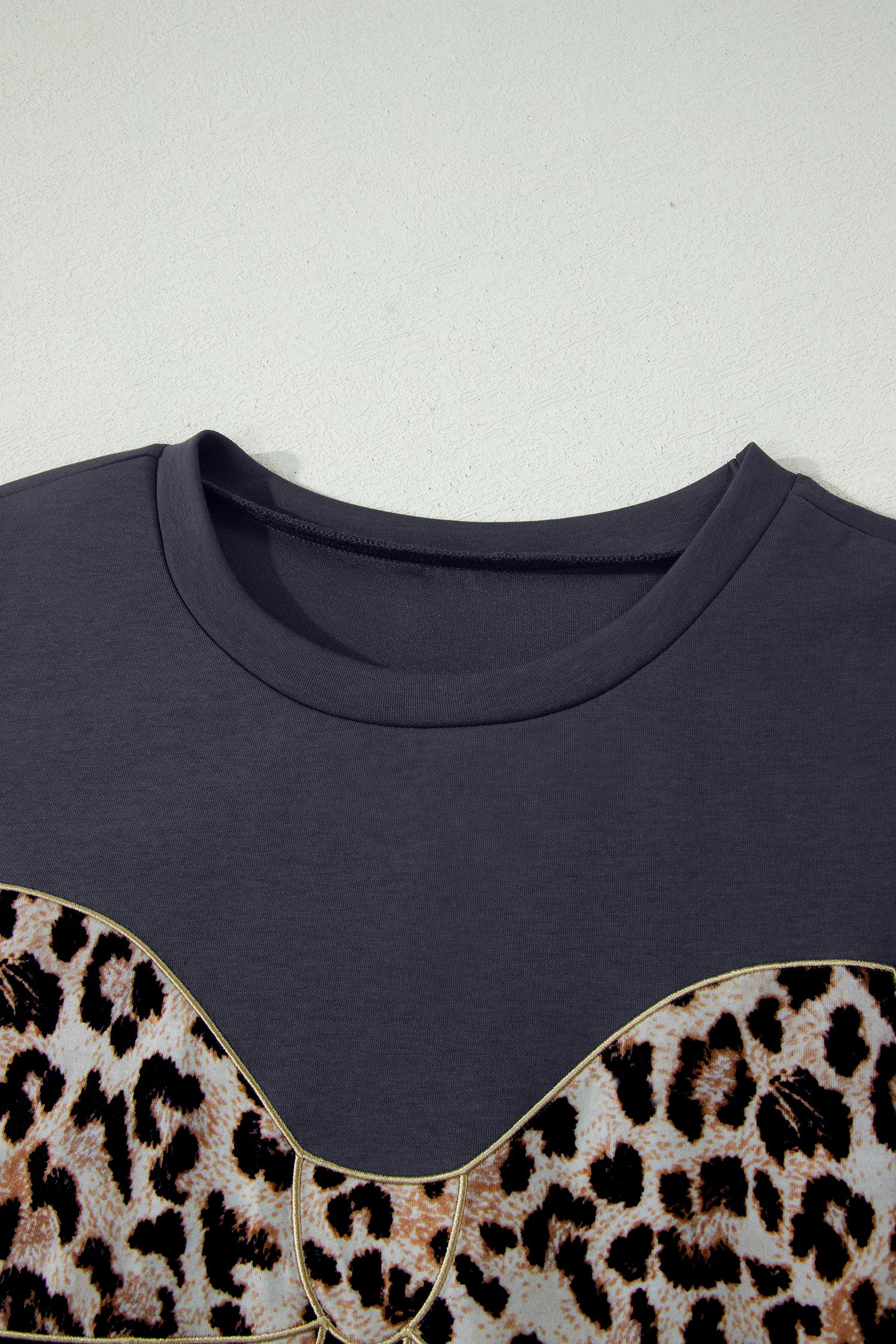 White Contrast Leopard Bow Patched Short Sleeve T Shirt Long Dress