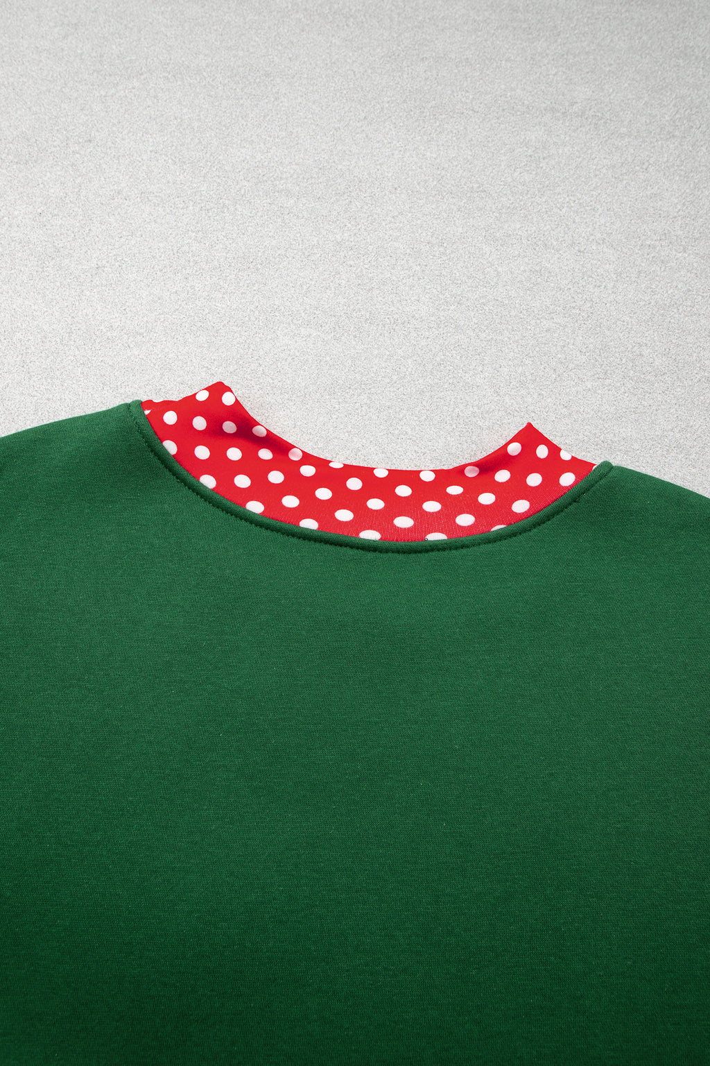 Red Polka Dot Patchwork Round Neck Plus Size Sweatshirt