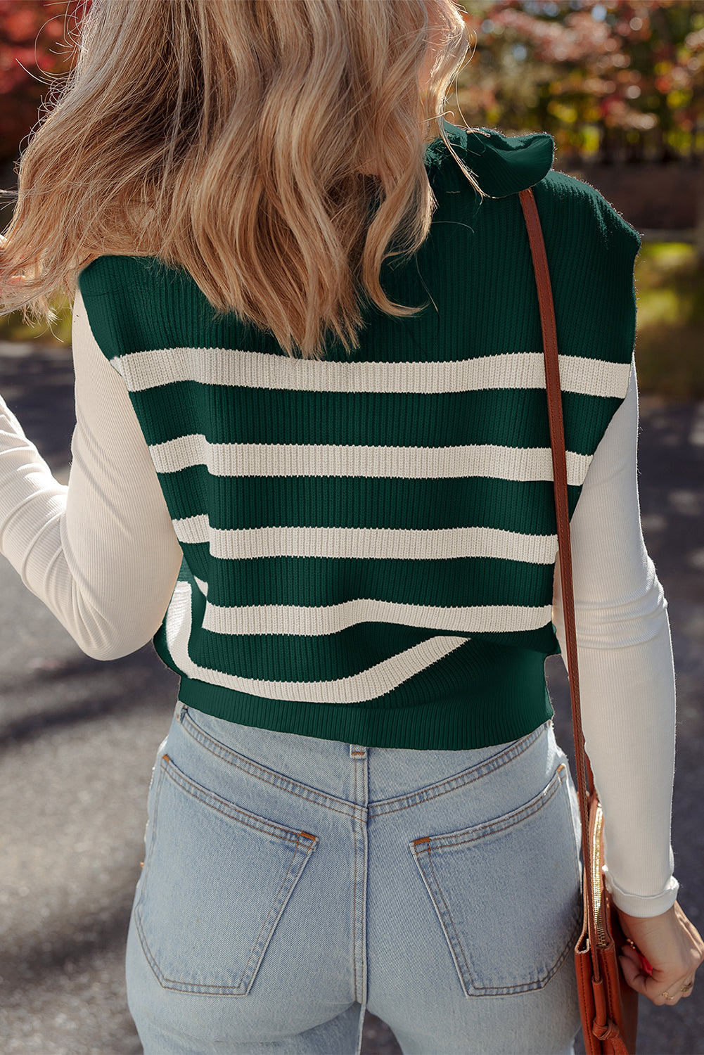 Chicory Coffee Ribbed Half Zip Collared Sweater Vest