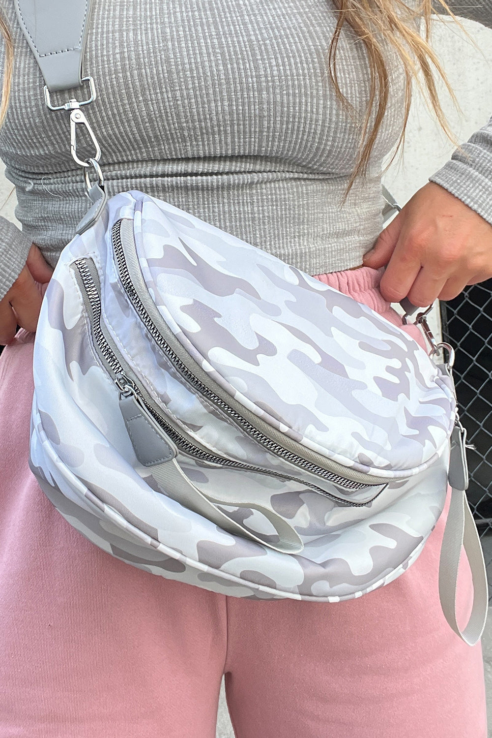 Four Camouflage Print Double Zip Fashion Crossbody Bag