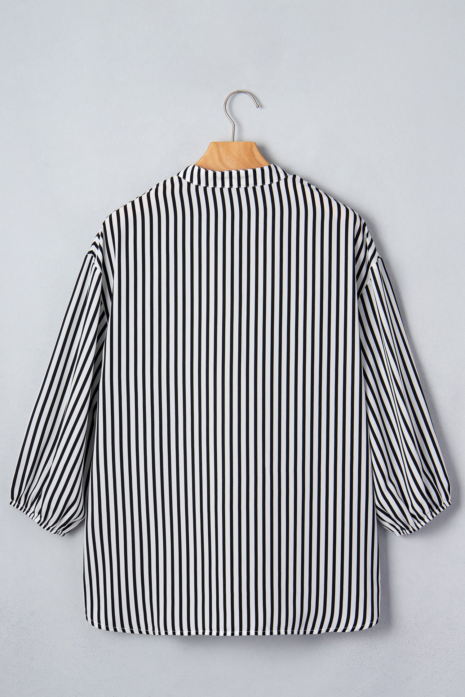 Black Striped Half Sleeve Button-Up Shirt