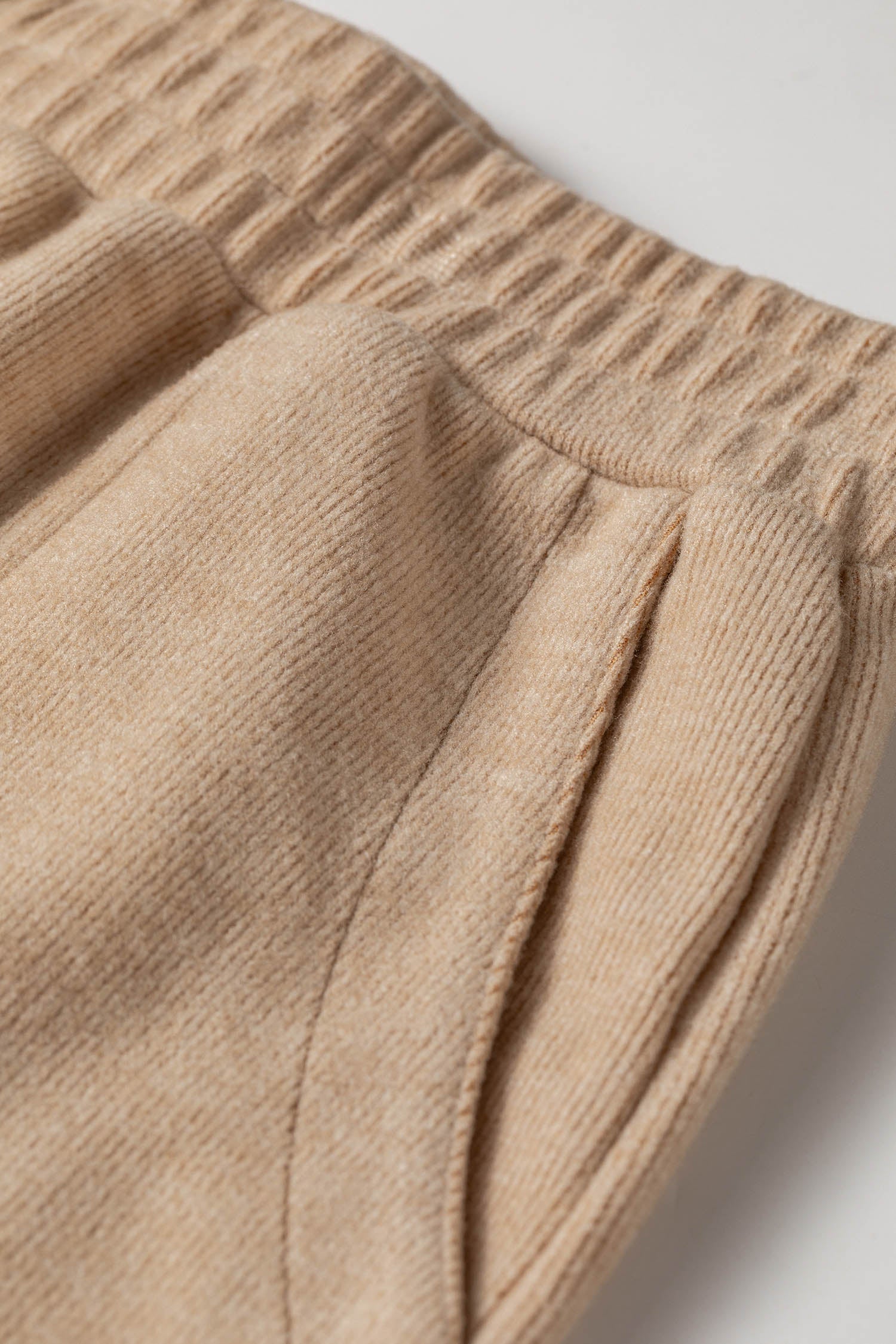 Light French Beige Short Sleeve Ribbed Top Wide Leg Pants Two Piece Set