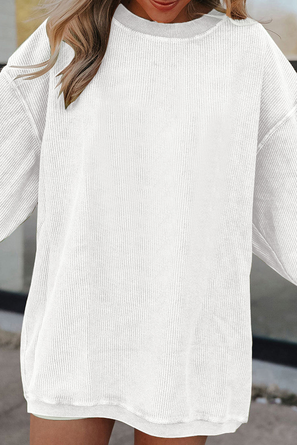 Festival Fuchsia Ribbed Corduroy Oversized Sweatshirt