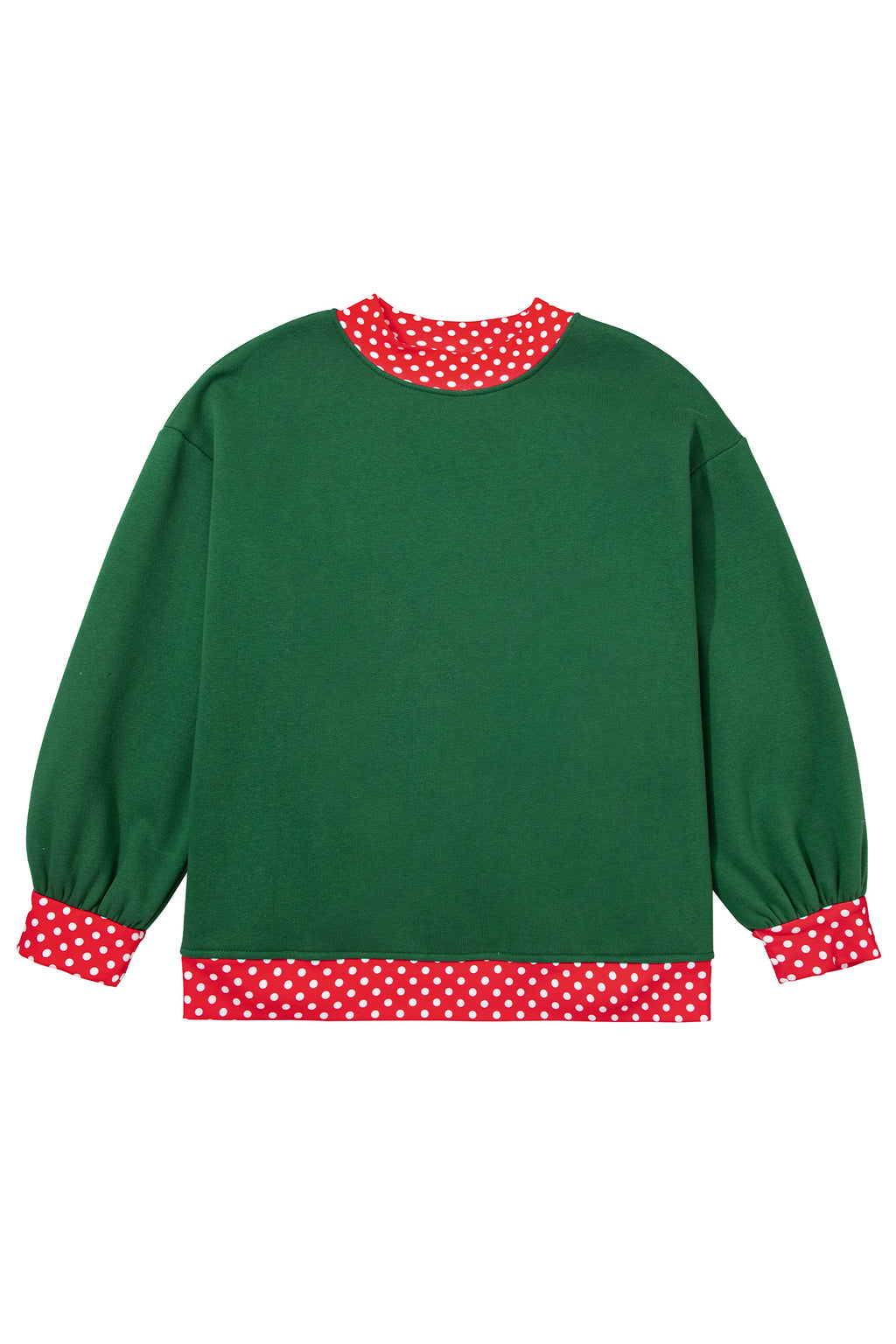 Red Polka Dot Patchwork Round Neck Plus Size Sweatshirt