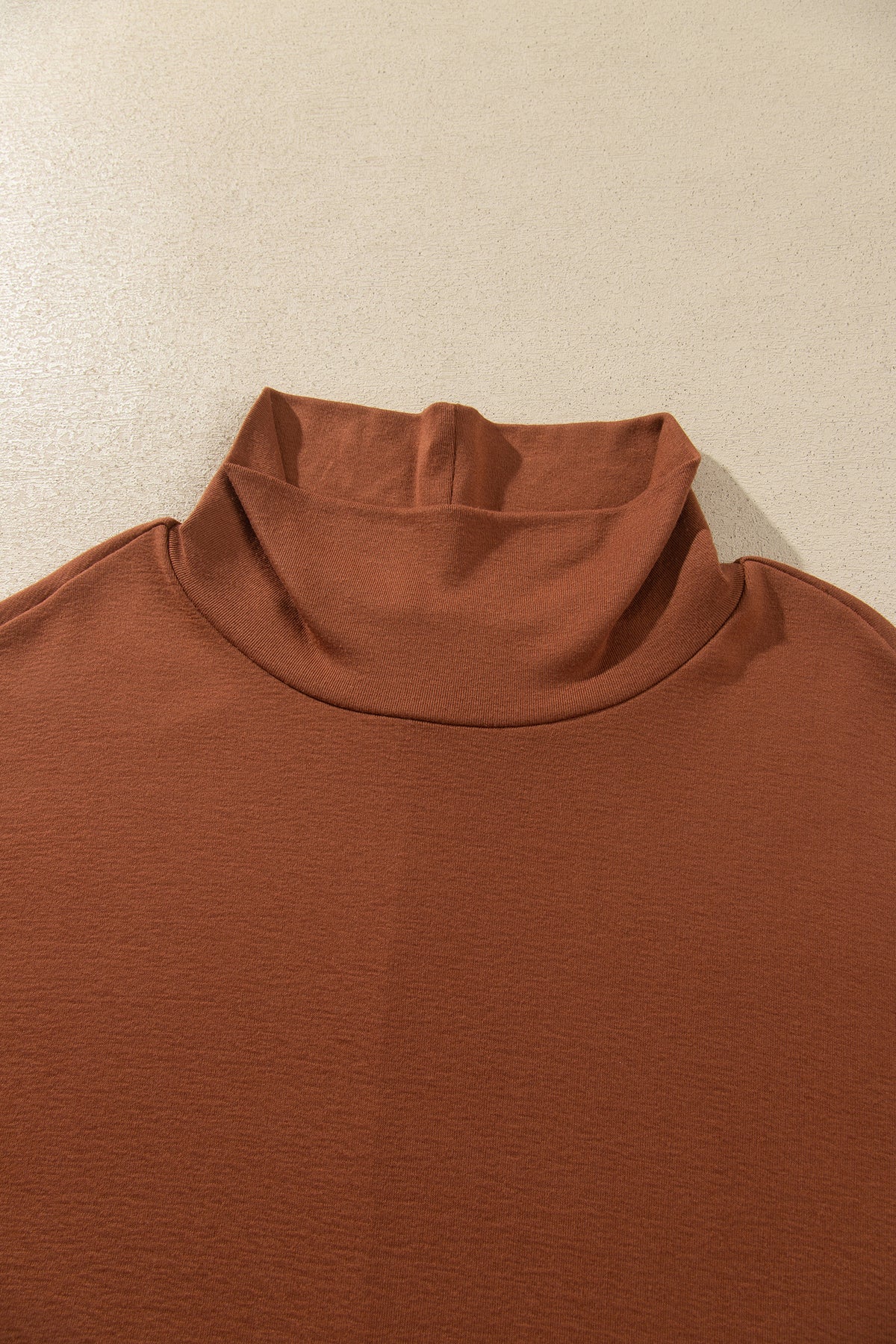 Red Sandalwood High Neck Long Sleeve Top