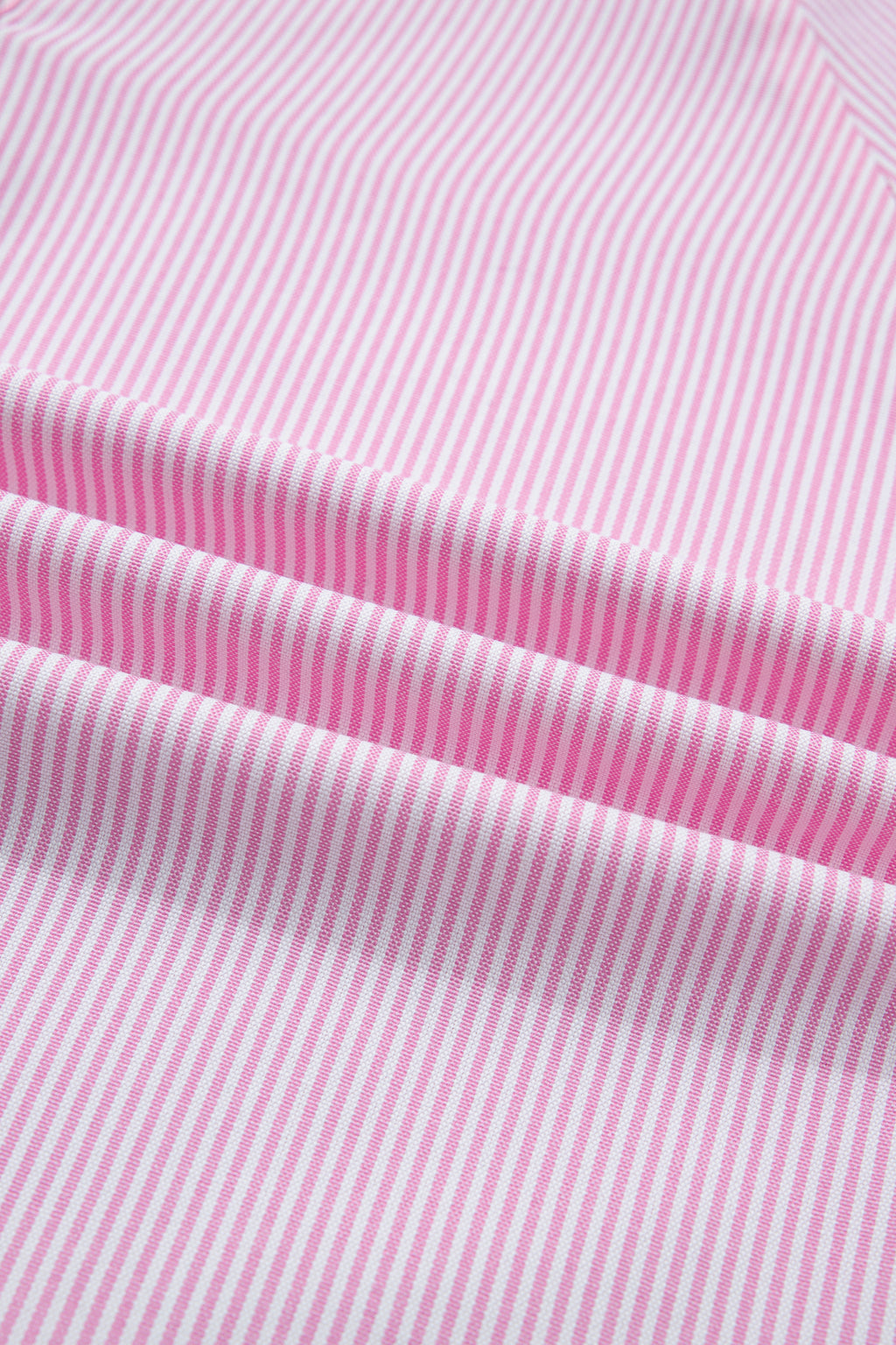 Pink Striped Print Collared Split Neck Half Sleeve Blouse