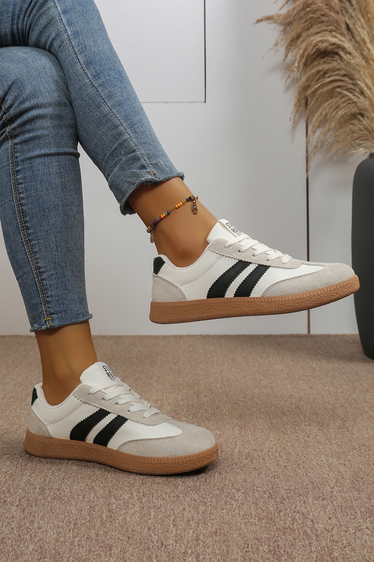 Ashleigh Blue Varsity Color Block Patchwork PU Leather Lace Up Shoes