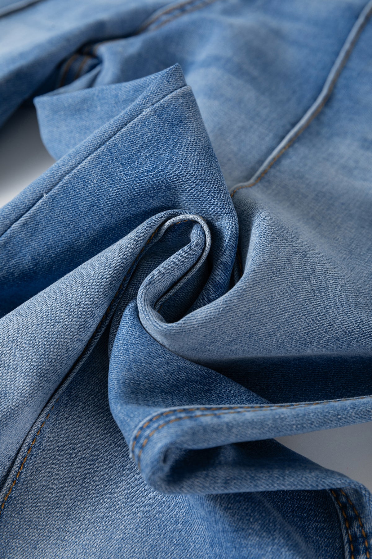 Dusk Blue Piping Seam Detail Flare Leg Pocket Jeans